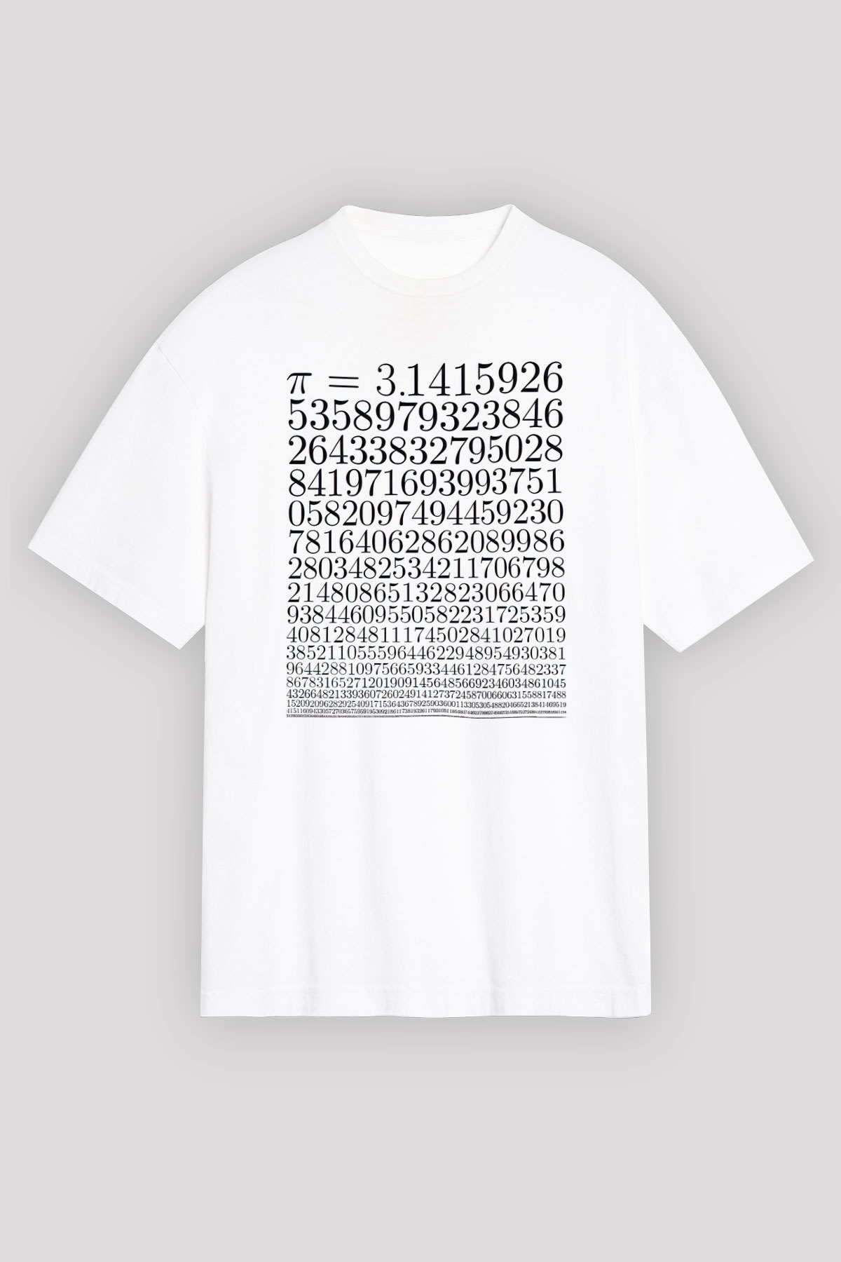Pi Sayısı Baskılı Unisex Beyaz Tişört Baskılı Unisex Siyah Oversize Tişört