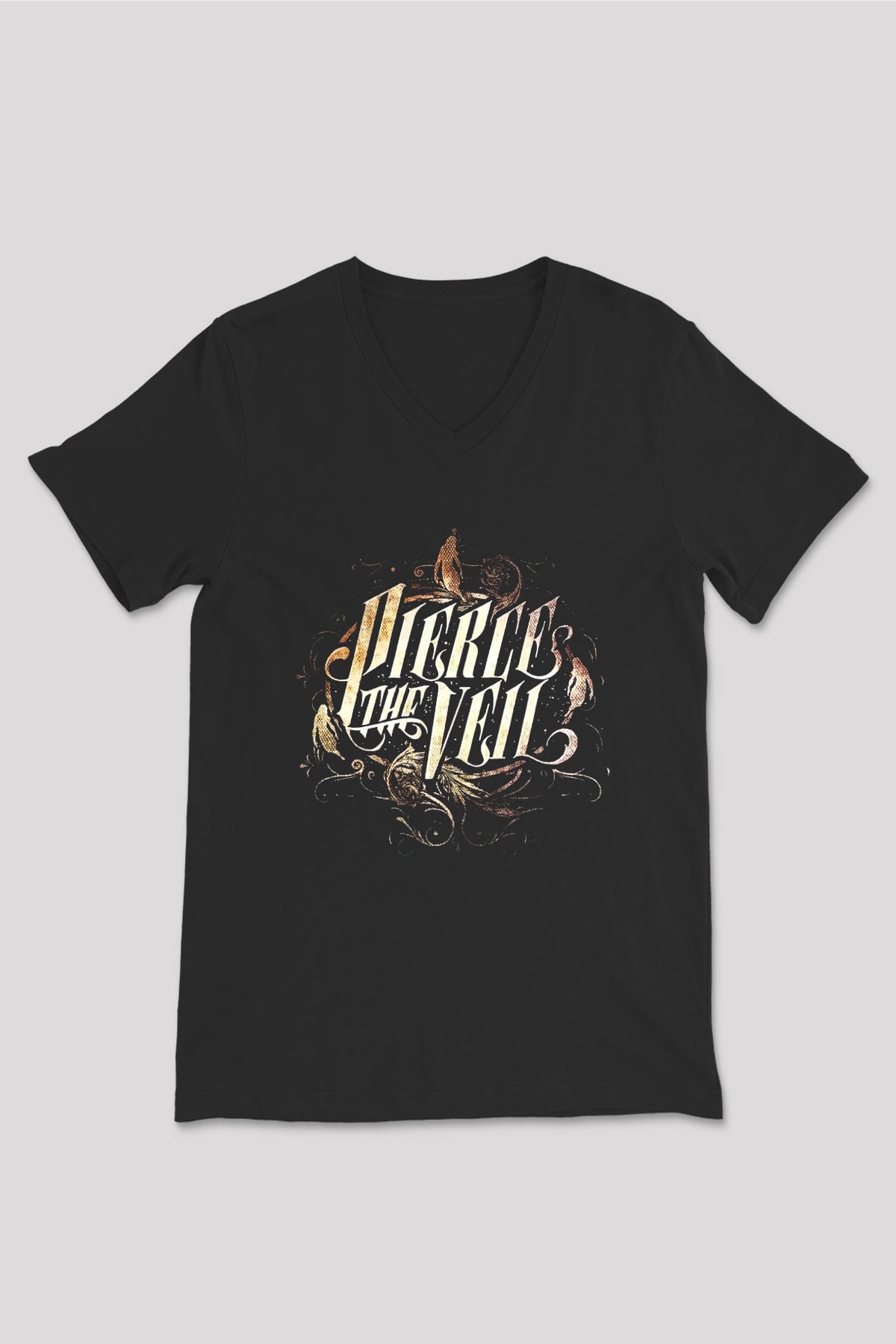 Pierce the Veil Siyah Unisex V Yaka Tişört T-Shirt