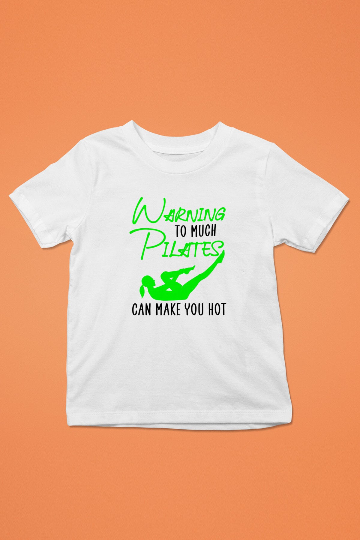 Pilates Baskılı Unisex Beyaz Çocuk Tişört - Tshirt