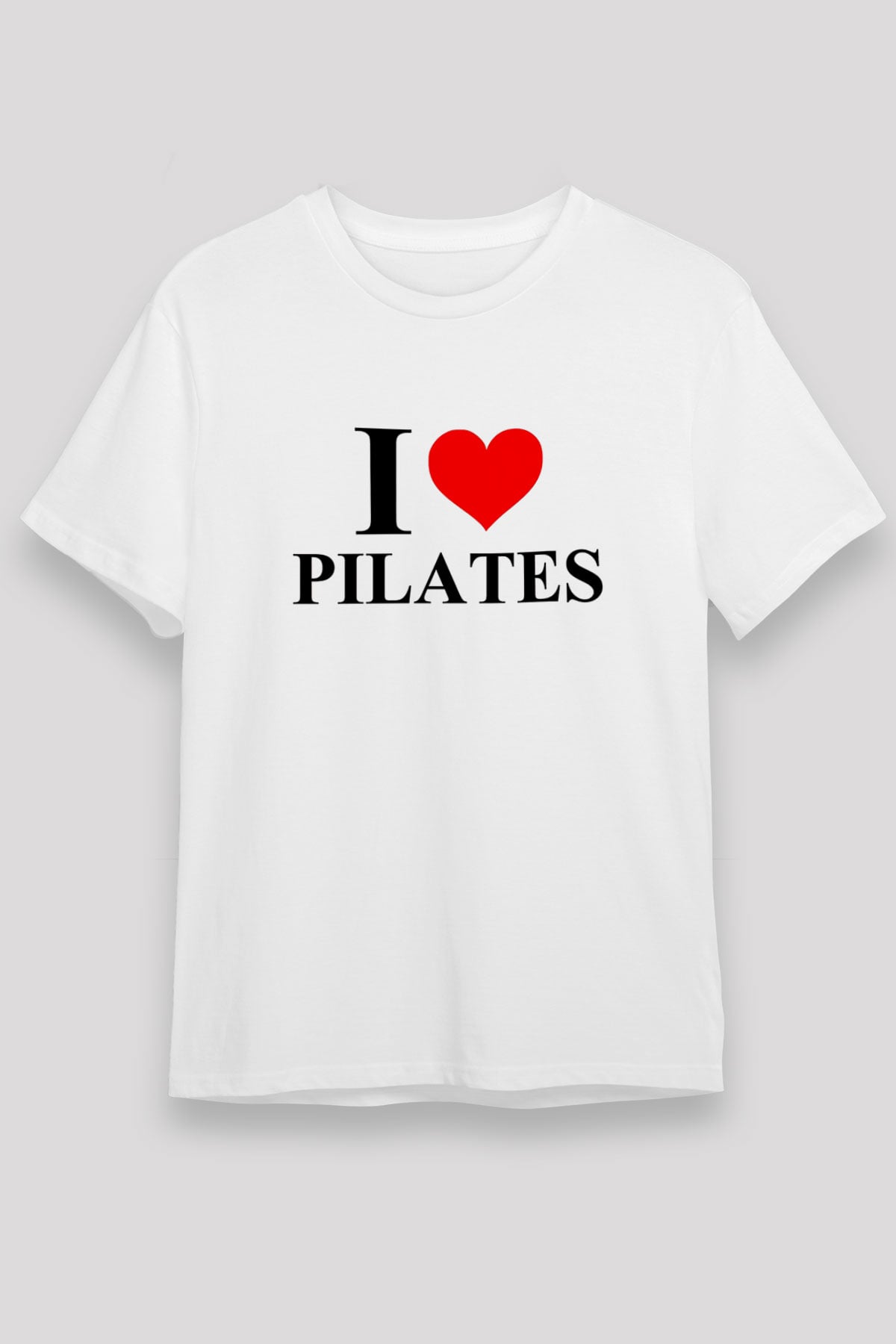 Pilates Baskılı Unisex Beyaz Tişört - Tshirt