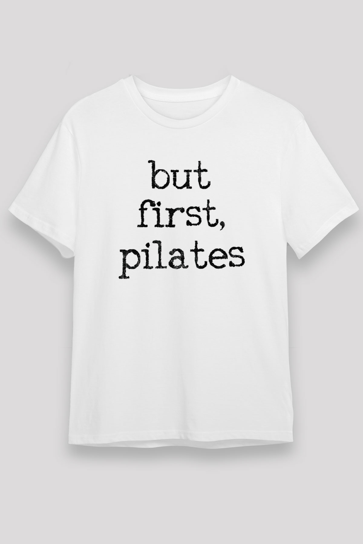 Pilates Baskılı Unisex Beyaz Tişört - Tshirt