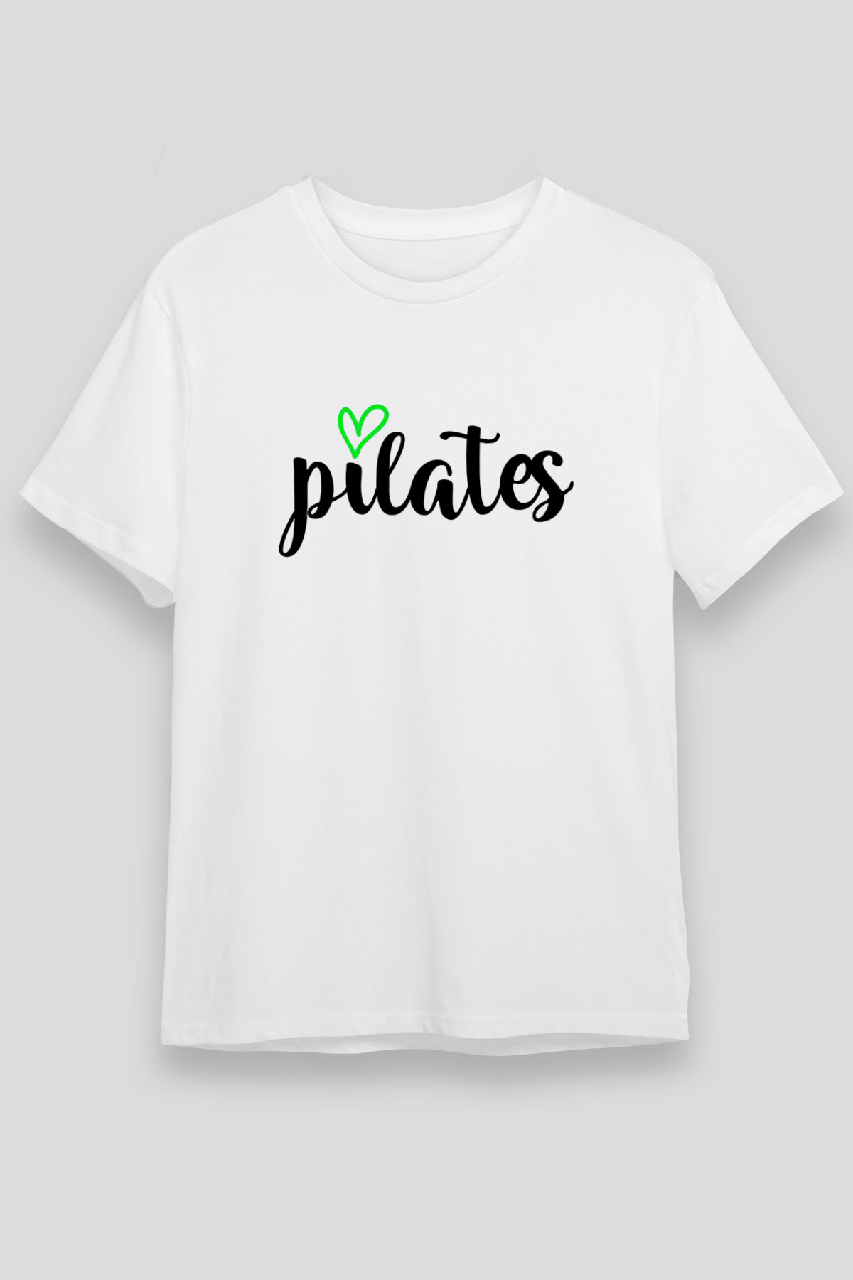 Pilates Baskılı Unisex Beyaz Tişört - Tshirt