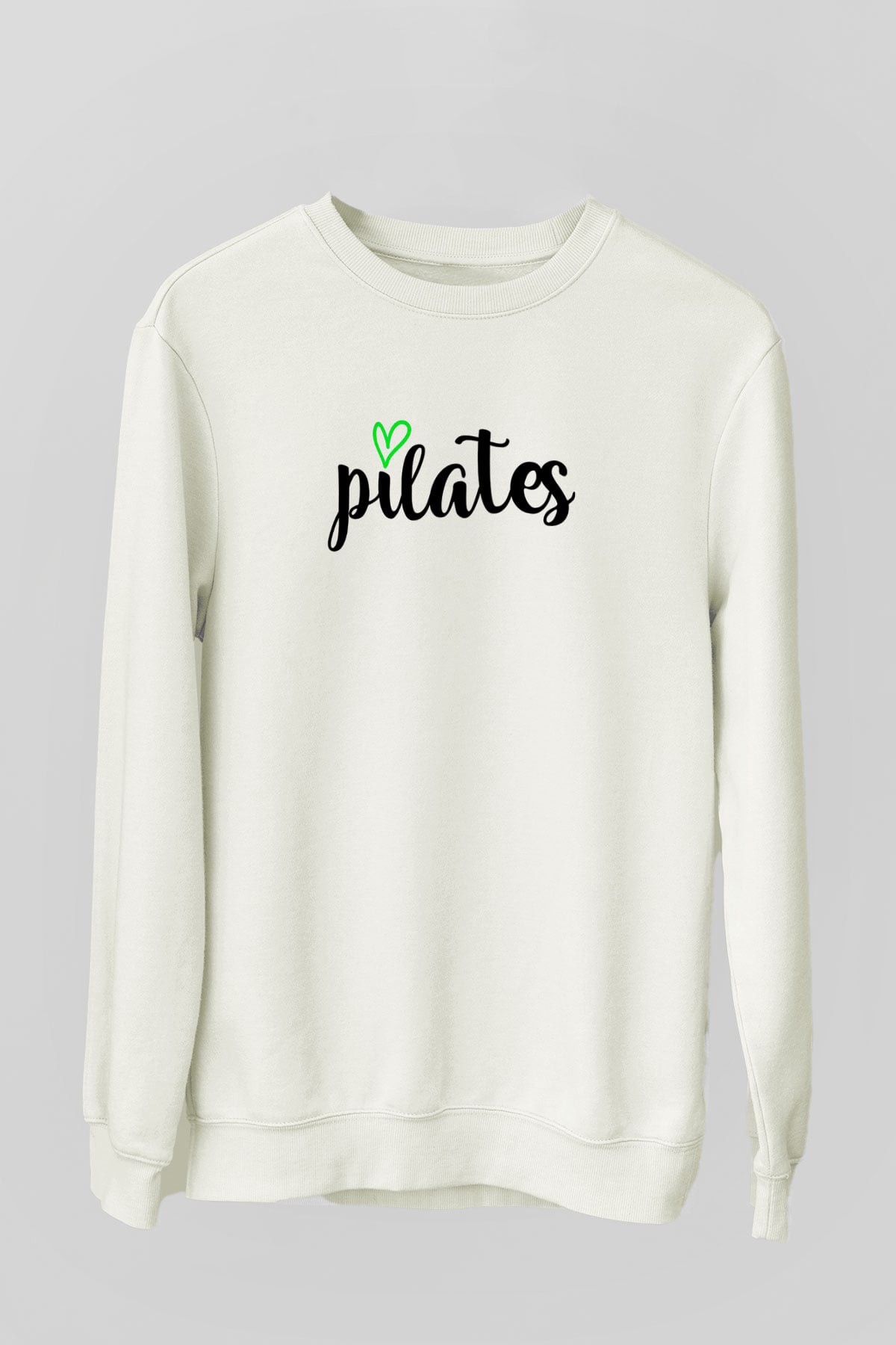 Pilates Baskılı Unisex Ekru Sweatshirt