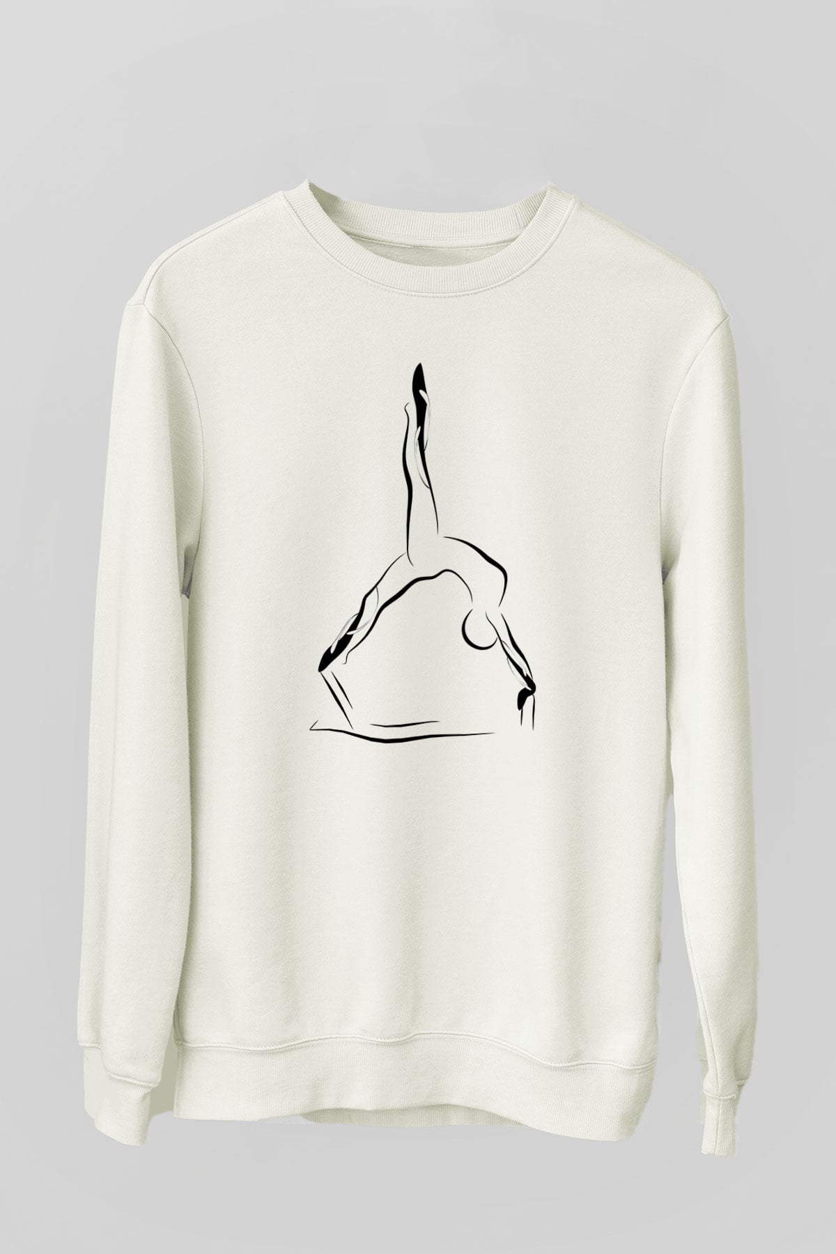 Pilates Baskılı Unisex Ekru Sweatshirt