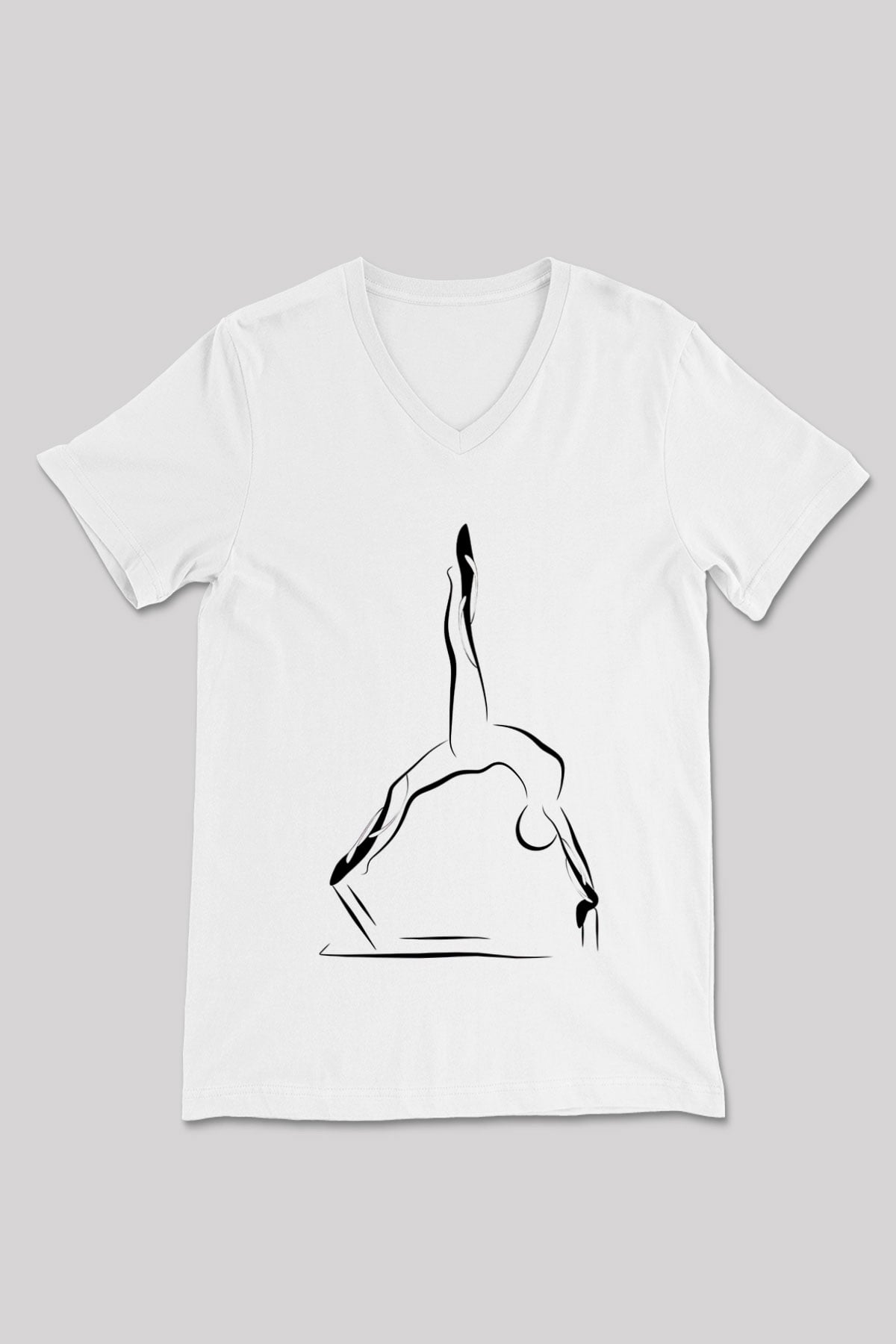 Pilates Baskılı Unisex V Yaka Tişört - Tshirt