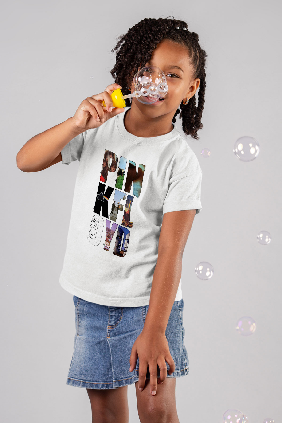 Pink Floyd Baskılı Beyaz Unisex Çocuk Tişört