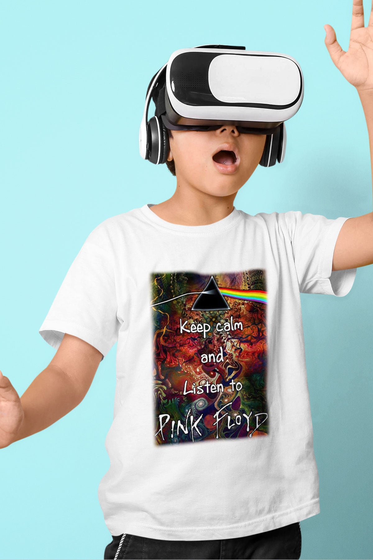 Pink Floyd Baskılı Beyaz Unisex Çocuk Tişört