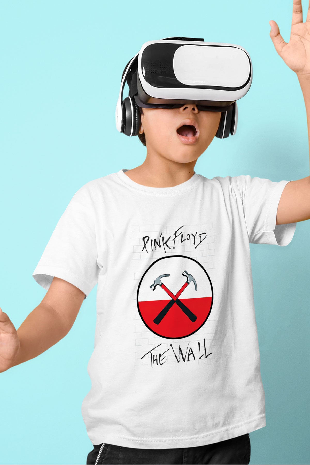 Pink Floyd Baskılı Beyaz Unisex Çocuk Tişört