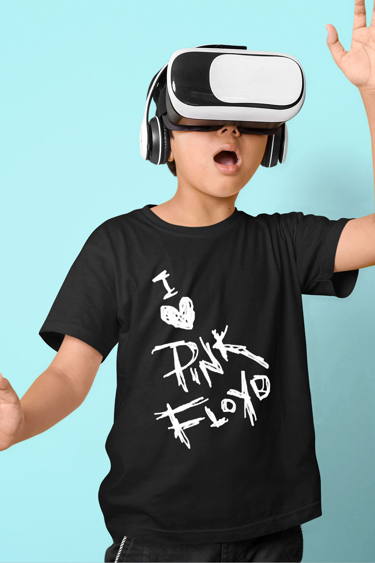 Pink Floyd Baskılı Siyah Unisex Çocuk Tişört
