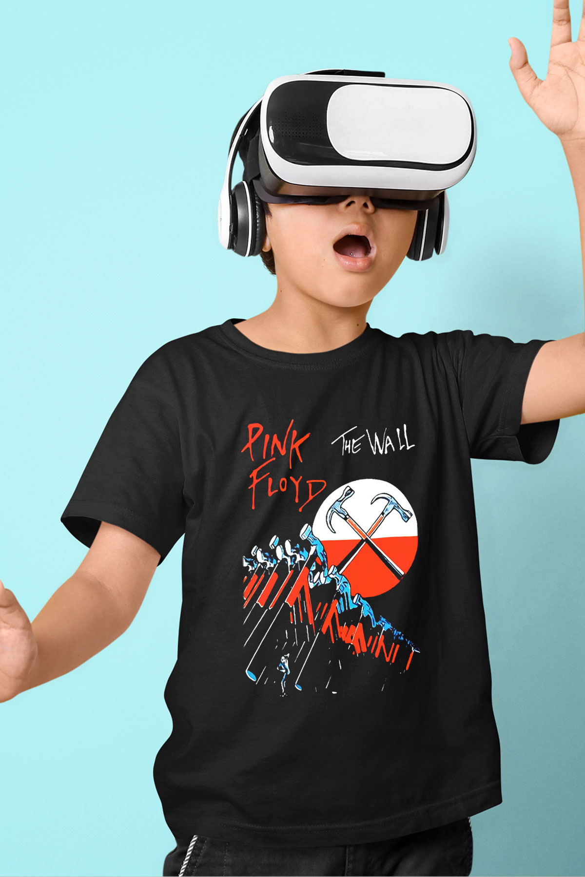 Pink Floyd Baskılı Siyah Unisex Çocuk Tişört