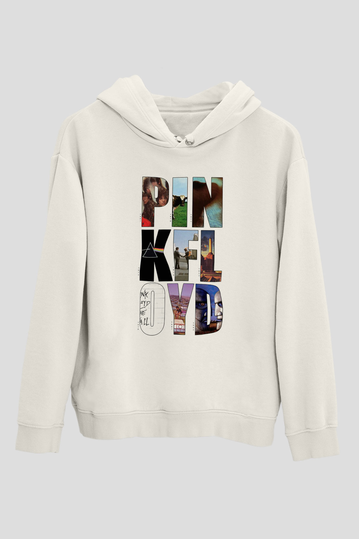 Pink Floyd Beyaz Unisex Kapşonlu Sweatshirt