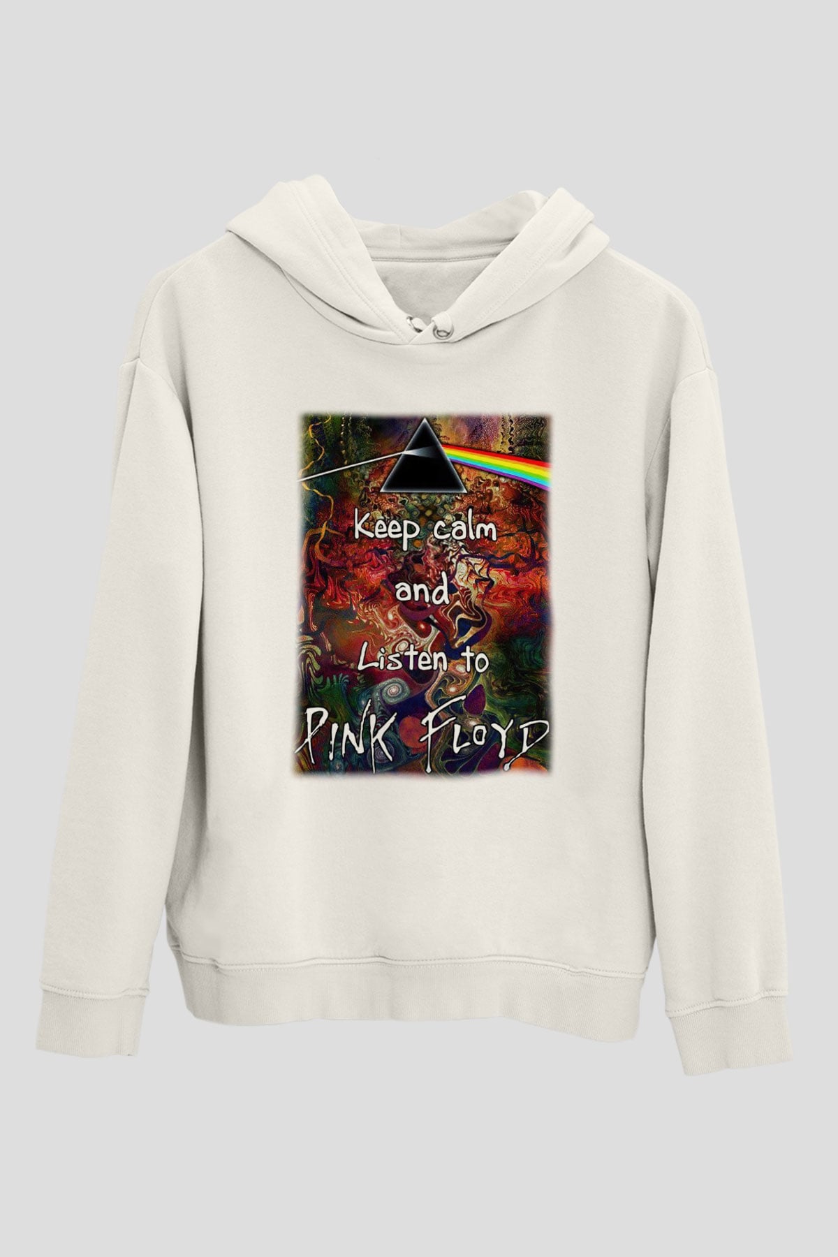 Pink Floyd Beyaz Unisex Kapşonlu Sweatshirt