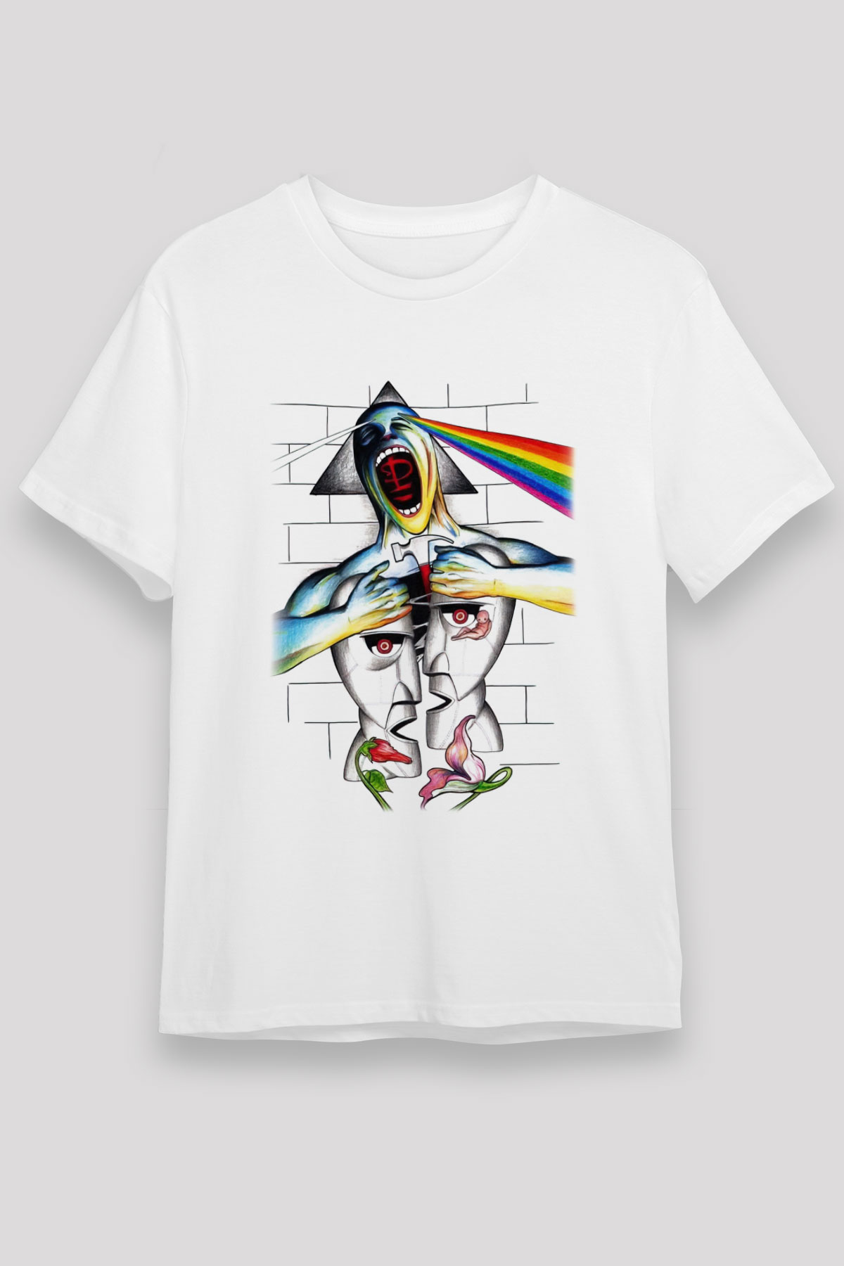 Pink Floyd Beyaz Unisex Tişört T-Shirt - TişörtFabrikası