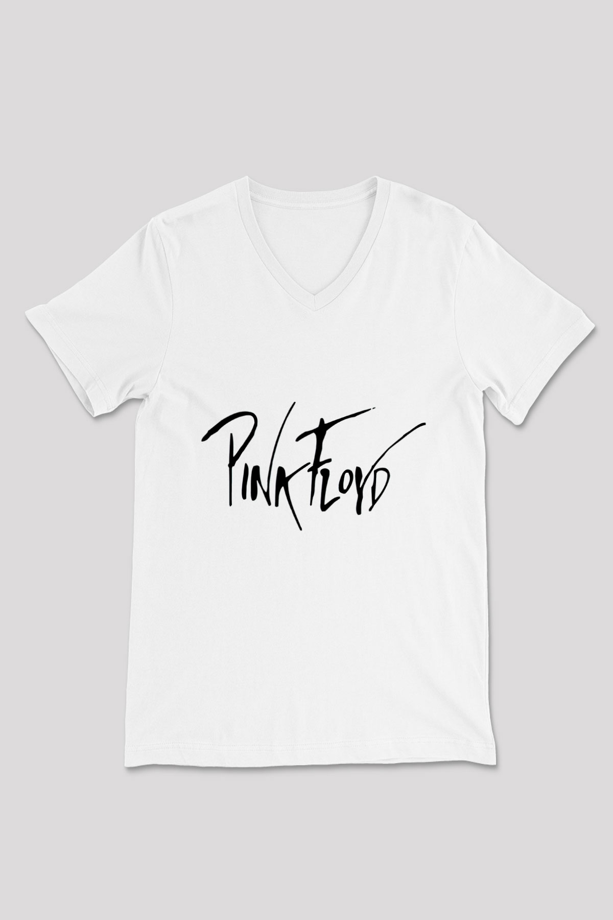 Pink Floyd Beyaz Unisex V Yaka Tişört T-Shirt