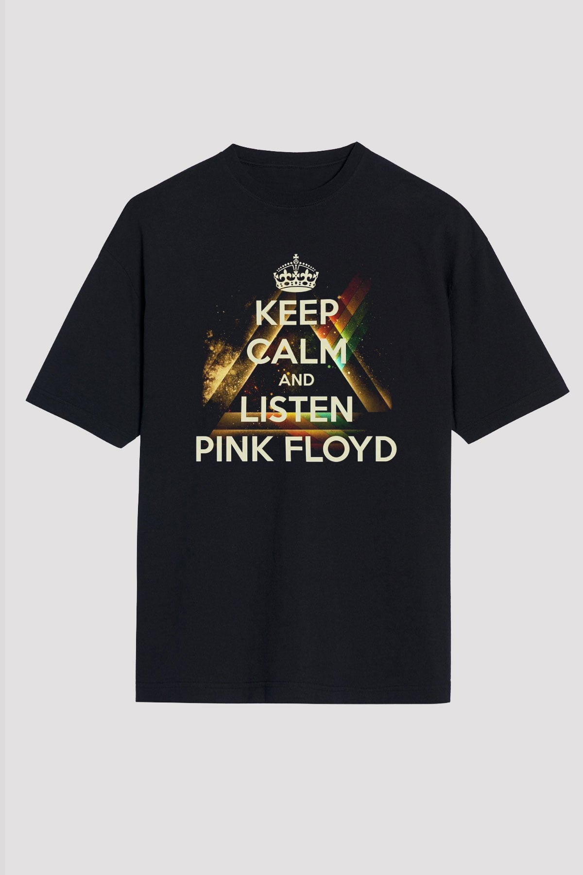 Pink Floyd Keep Calm And Listen Siyah Unisex Oversize Tişört T-Shirt