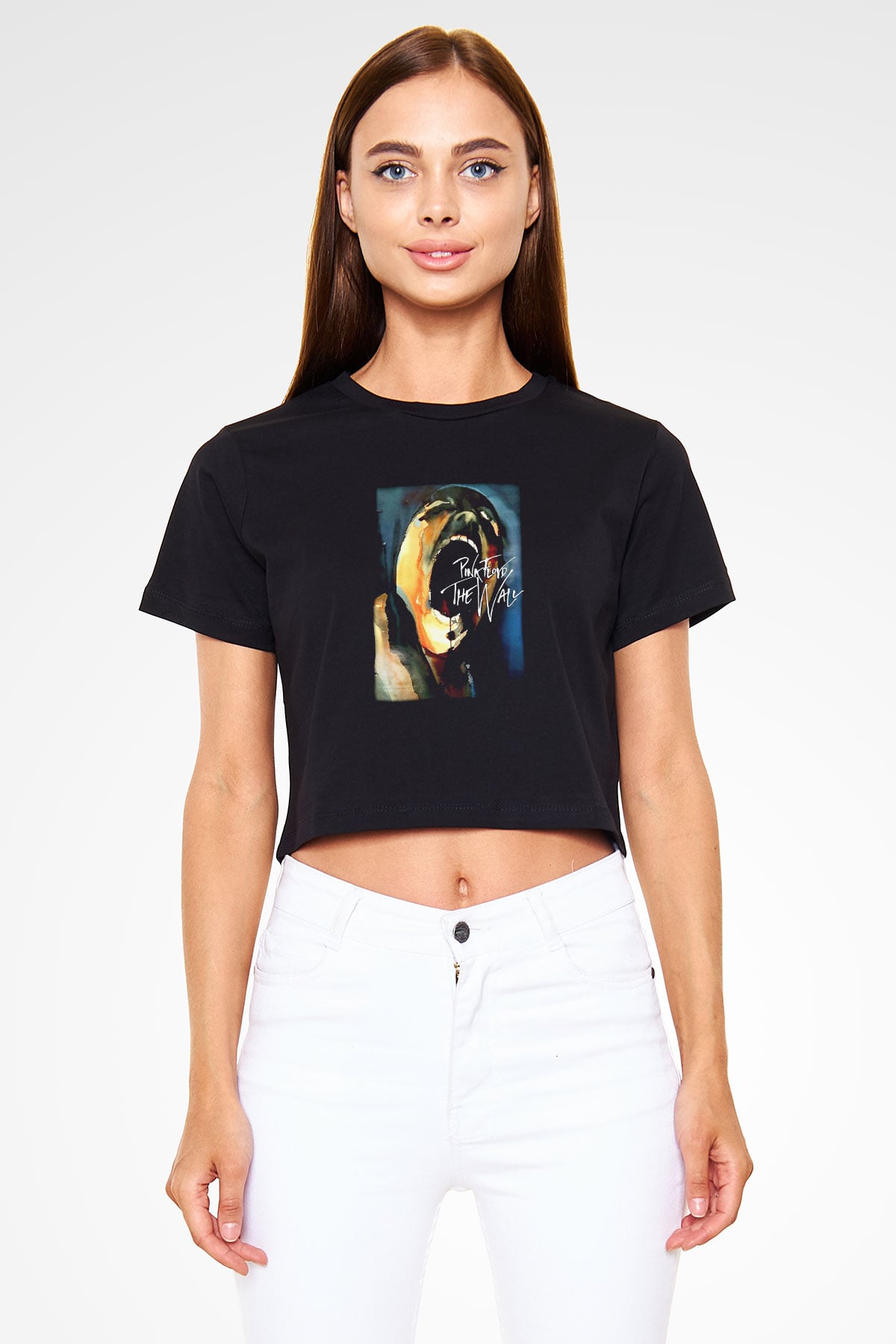 Pink Floyd Siyah Crop Top Tişört