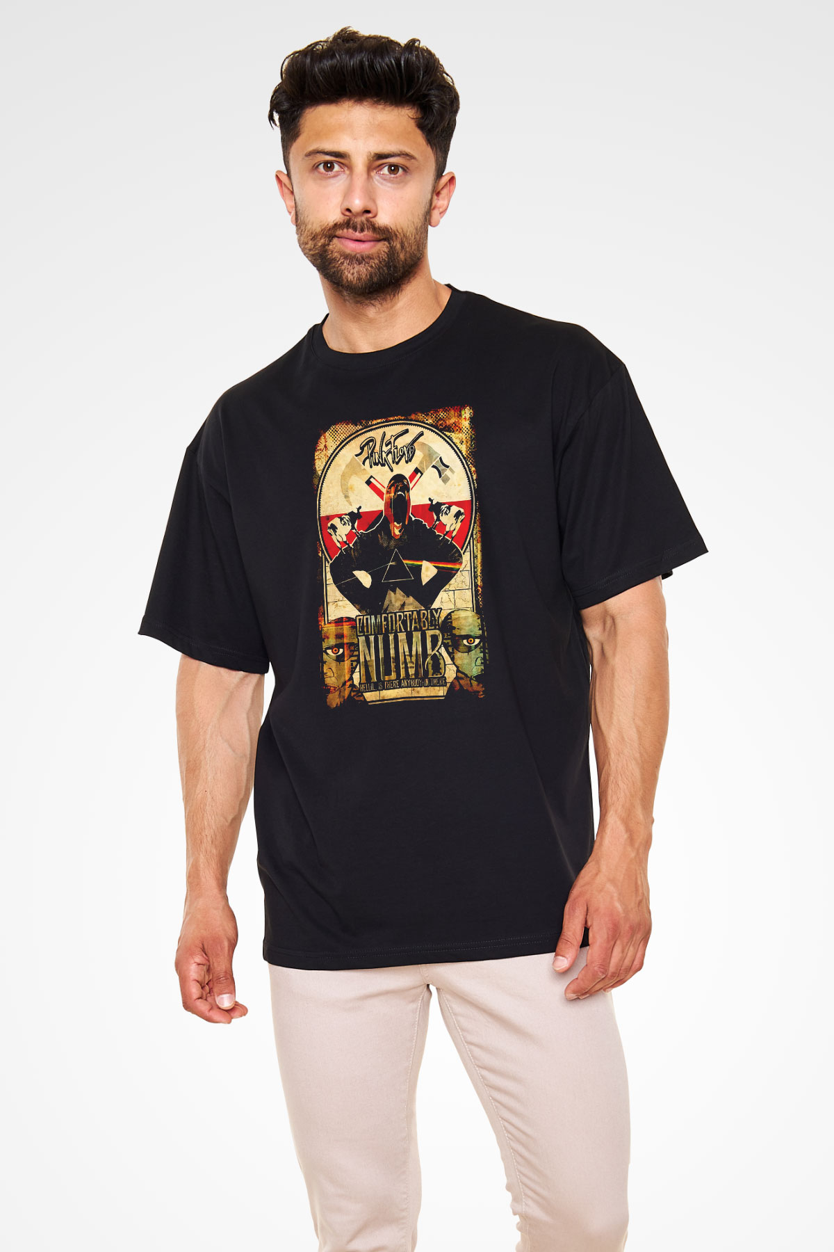 Pink Floyd Siyah Unisex Oversize Tişört T-Shirt