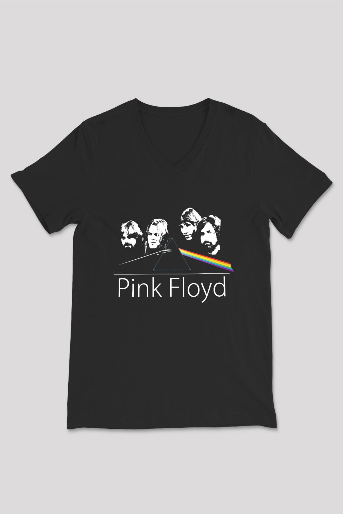 Pink Floyd Siyah Unisex V Yaka Tişört T-Shirt
