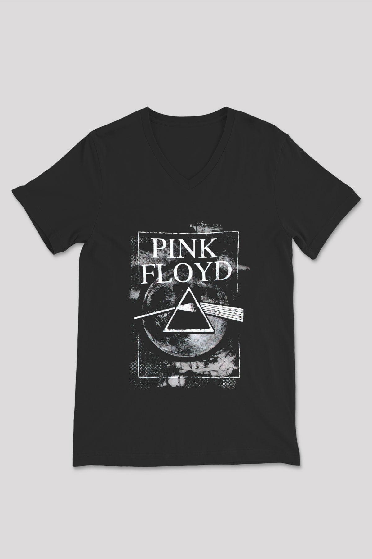 Pink Floyd Siyah Unisex V Yaka Tişört T-Shirt