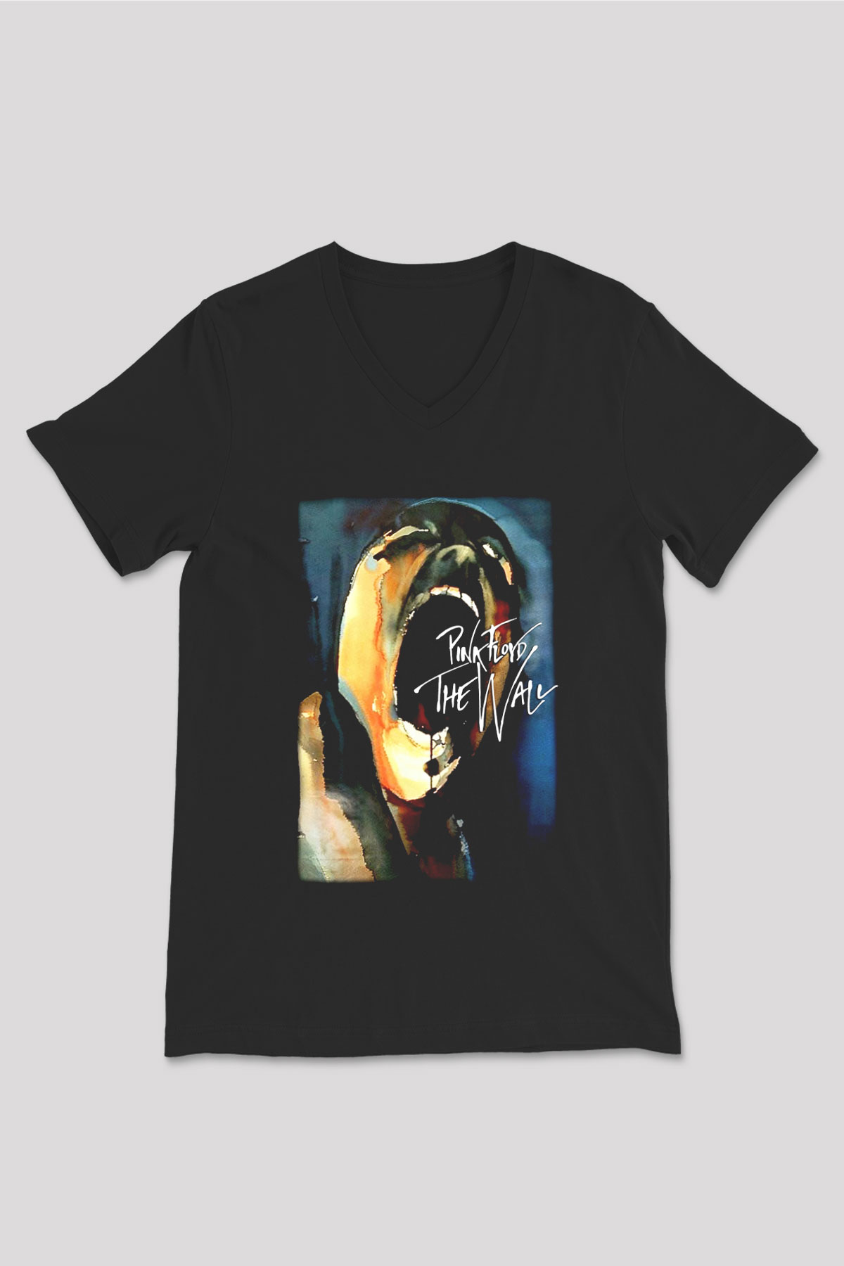 Pink Floyd Siyah Unisex V Yaka Tişört T-Shirt