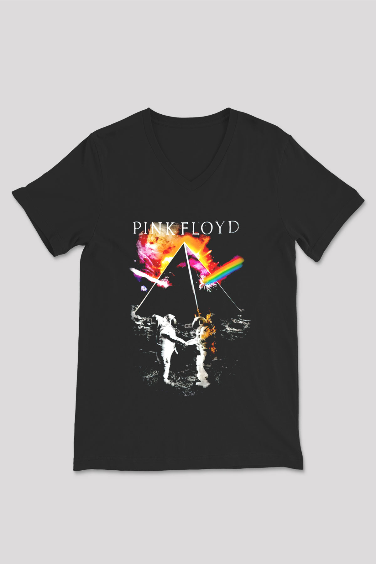 Pink Floyd Siyah Unisex V Yaka Tişört