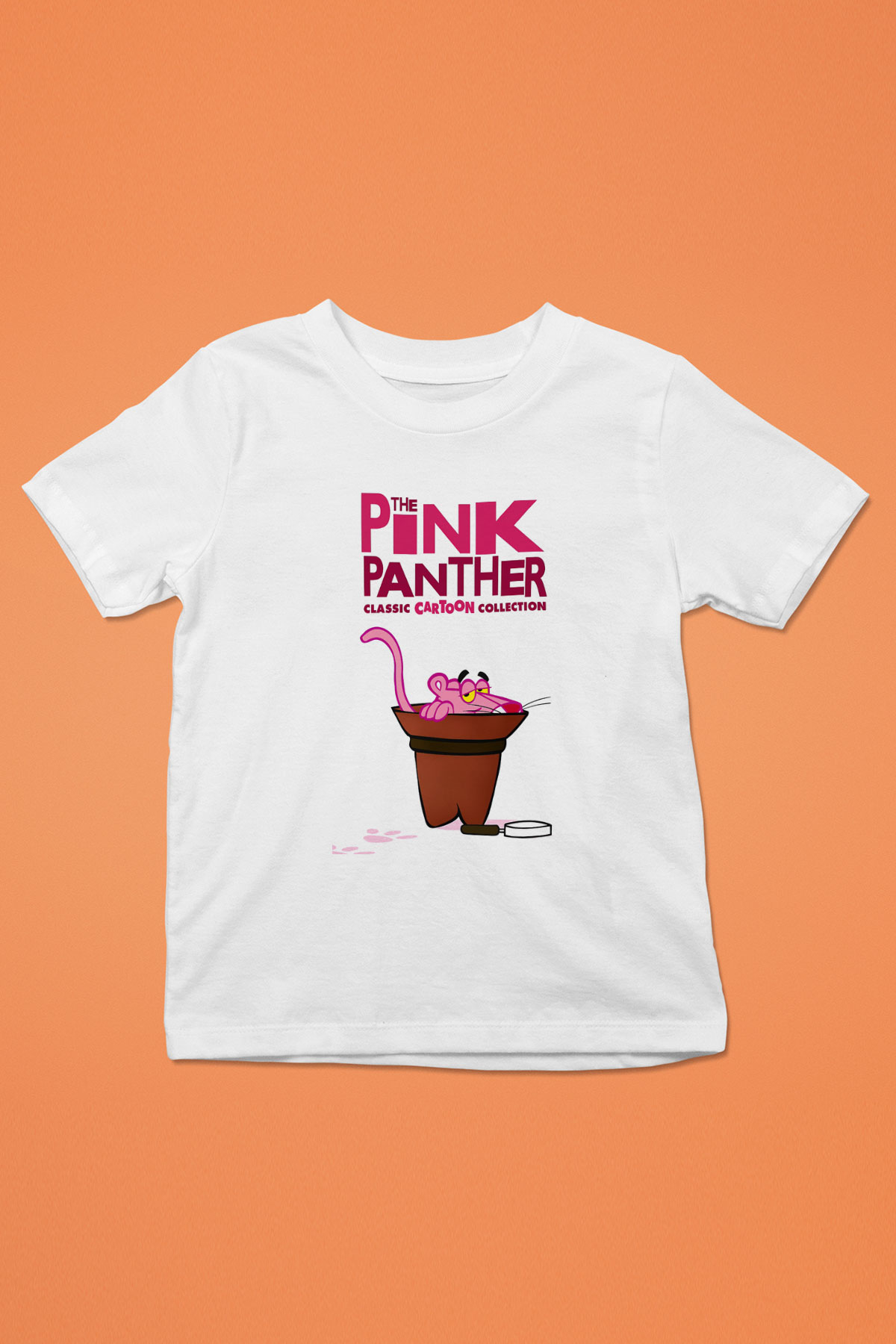 Pink Panther Baskılı Beyaz Unisex Çocuk Tişört