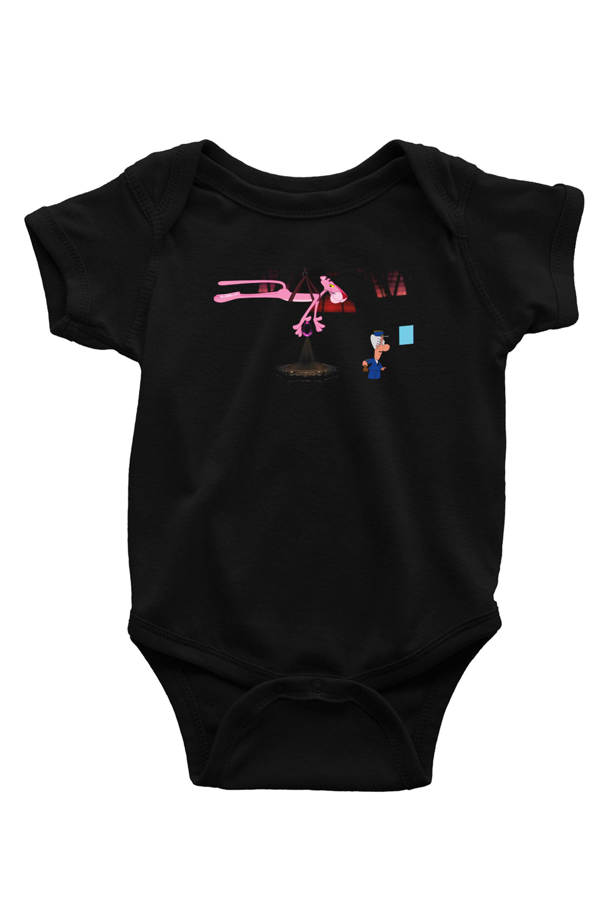 Pink Panther Baskılı Siyah Bebek Body - Zıbın