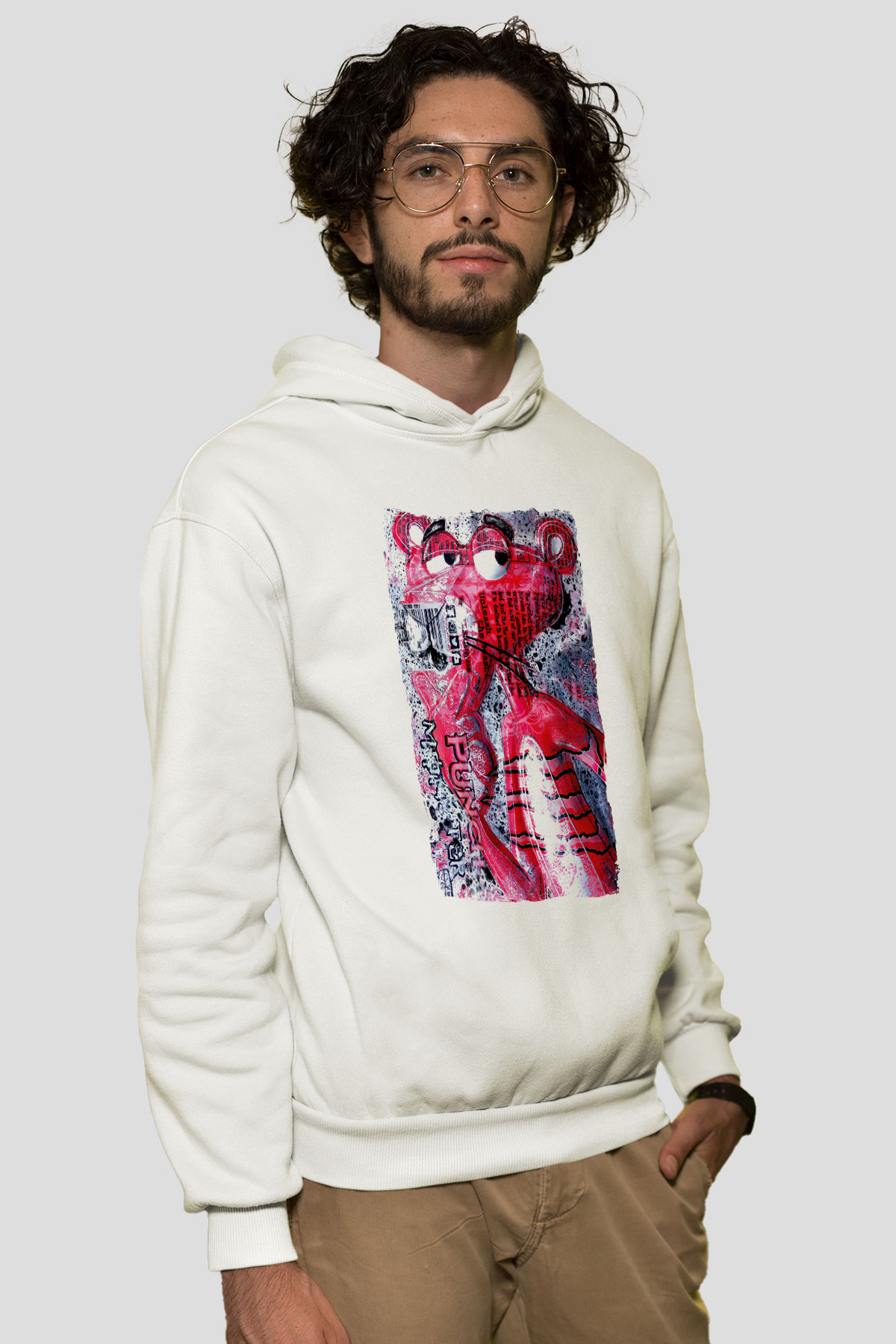 Pink Panther Beyaz Unisex Hoodie