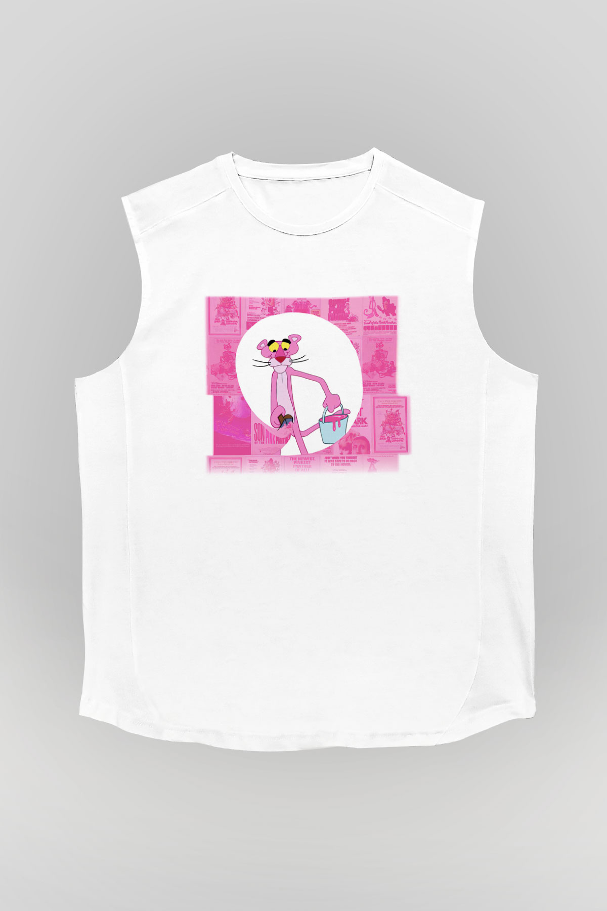 Pink Panther Beyaz Unisex Kolsuz Tişört