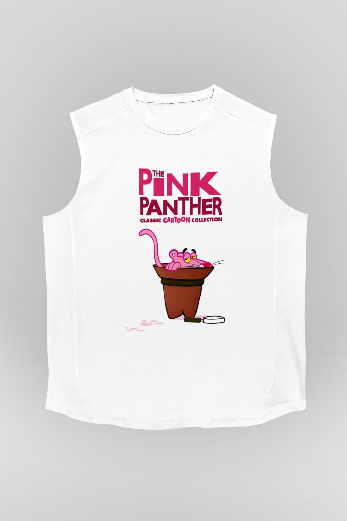 Pink Panther Beyaz Unisex Kolsuz Tişört