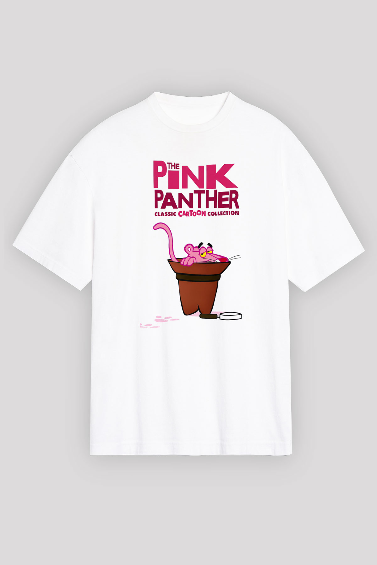 Pink Panther Beyaz Unisex Oversize Tişört