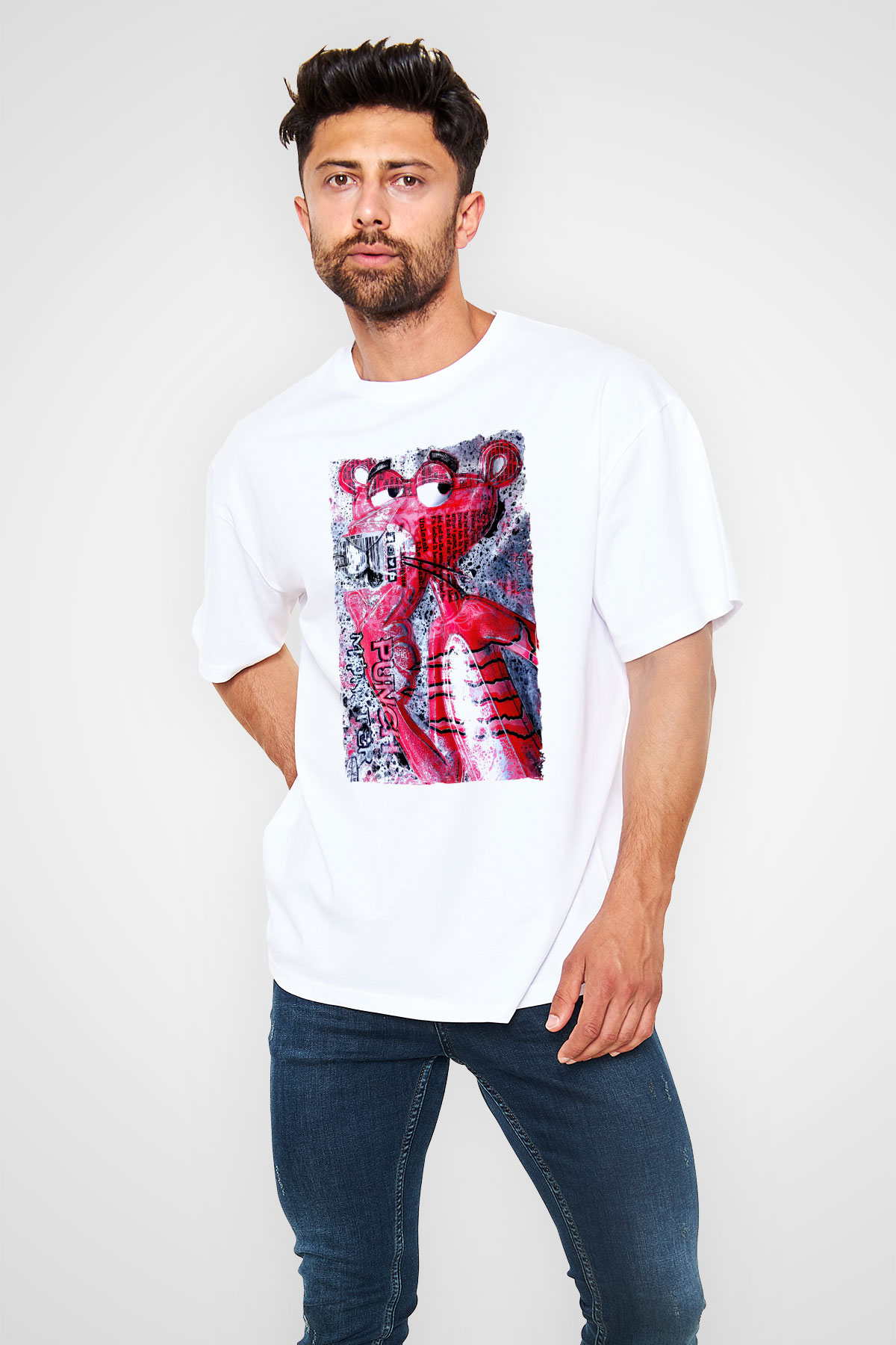 Pink Panther Beyaz Unisex Tişört