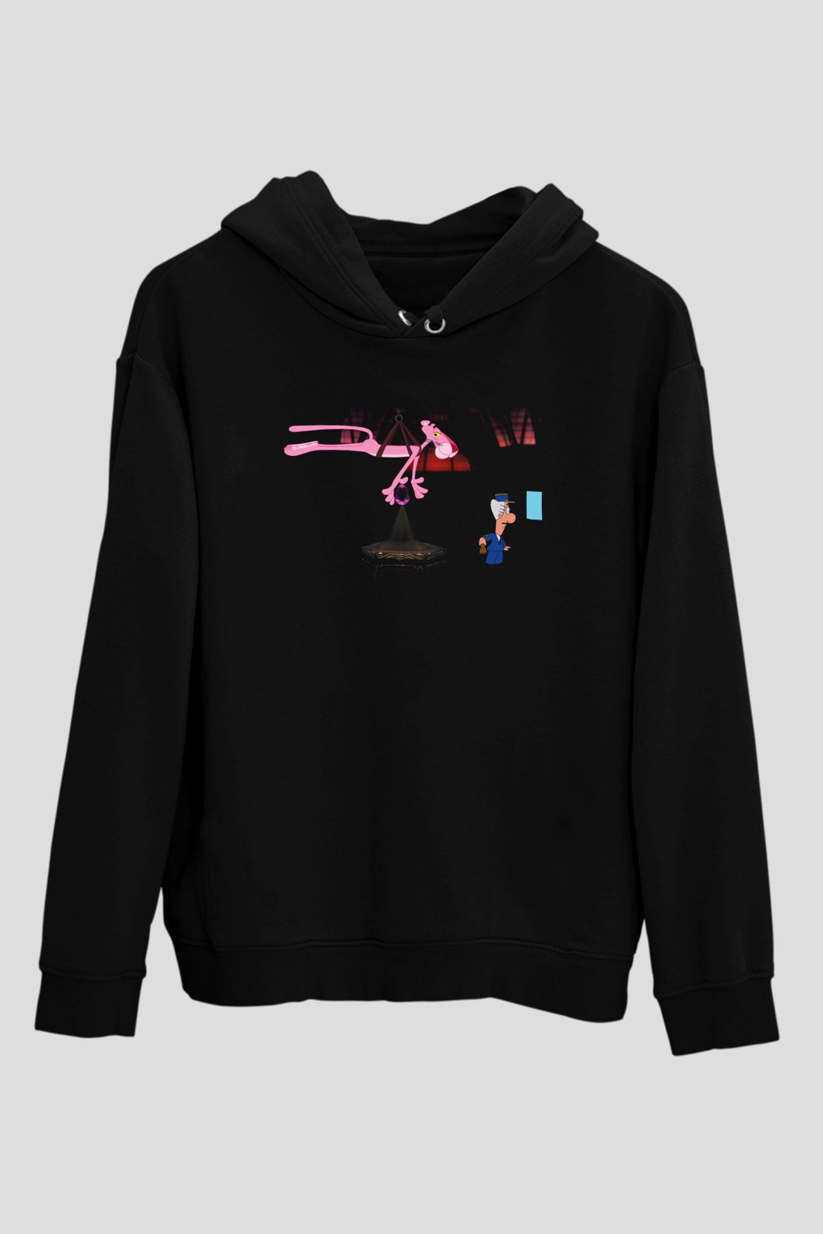 Pink Panther Siyah Unisex Kapüşonlu Sweatshirt
