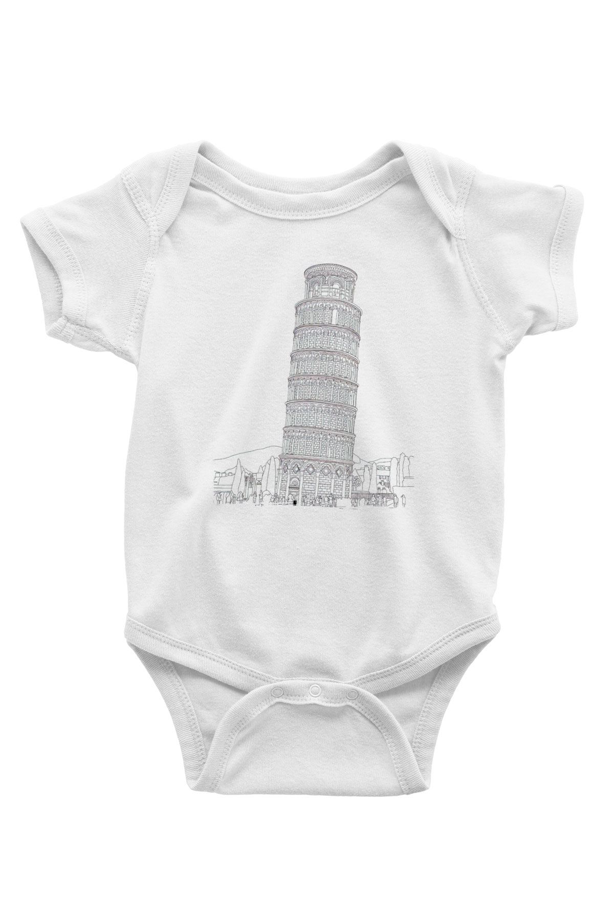 Pisa Kulesi Beyaz Bebek Body - Zıbın