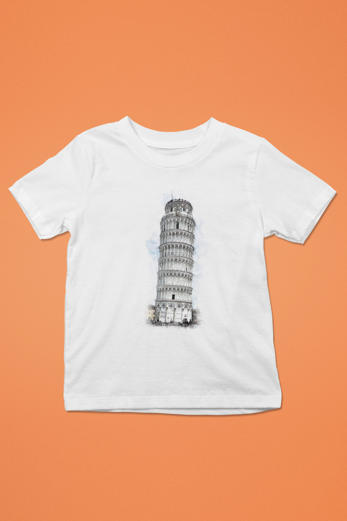 Pisa Kulesi Beyaz Unisex Çocuk Tişört