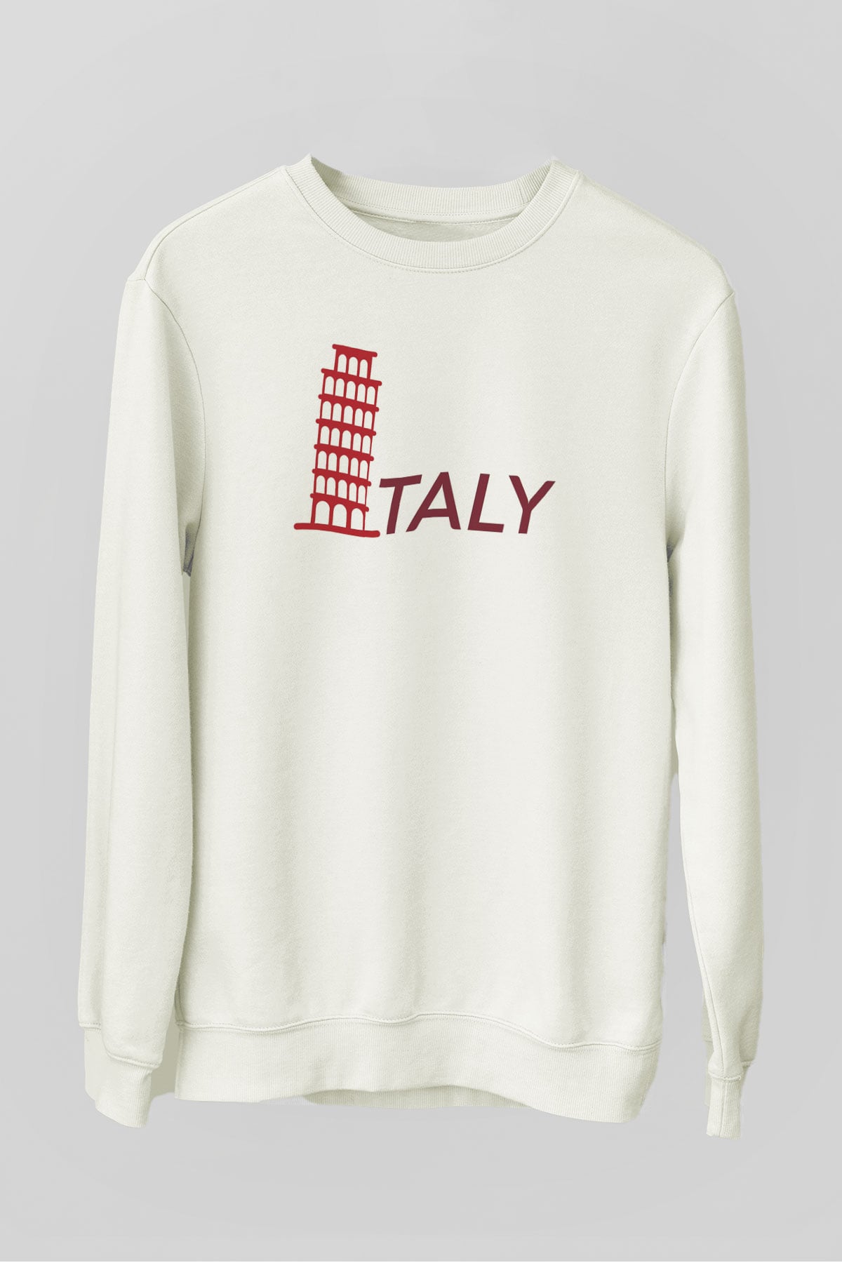 Pisa Kulesi Beyaz Unisex Sweatshirt