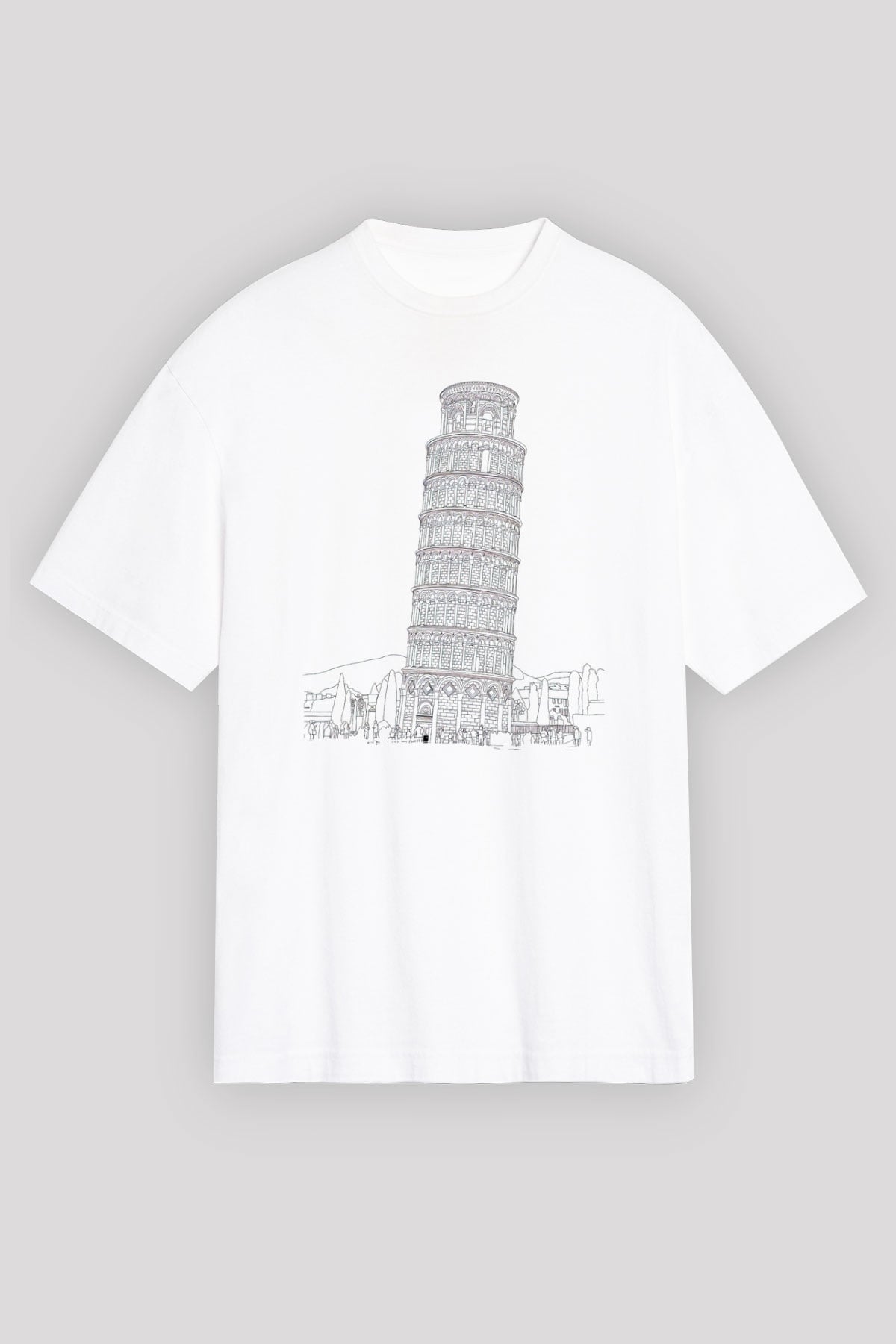 Pisa Kulesi Beyaz Unisex Tişört T-Shirt - TişörtFabrikası