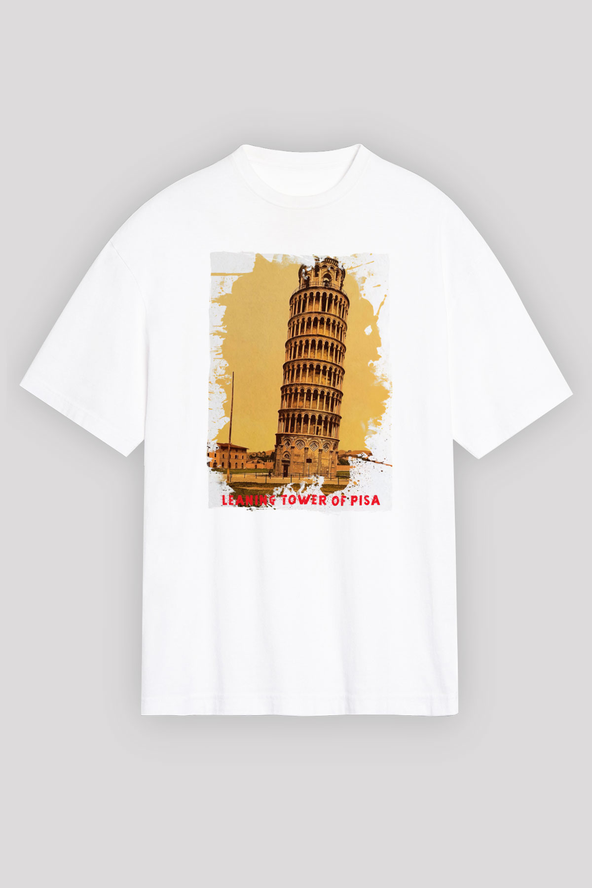 Pisa Kulesi Beyaz Unisex Tişört T-Shirt - TişörtFabrikası