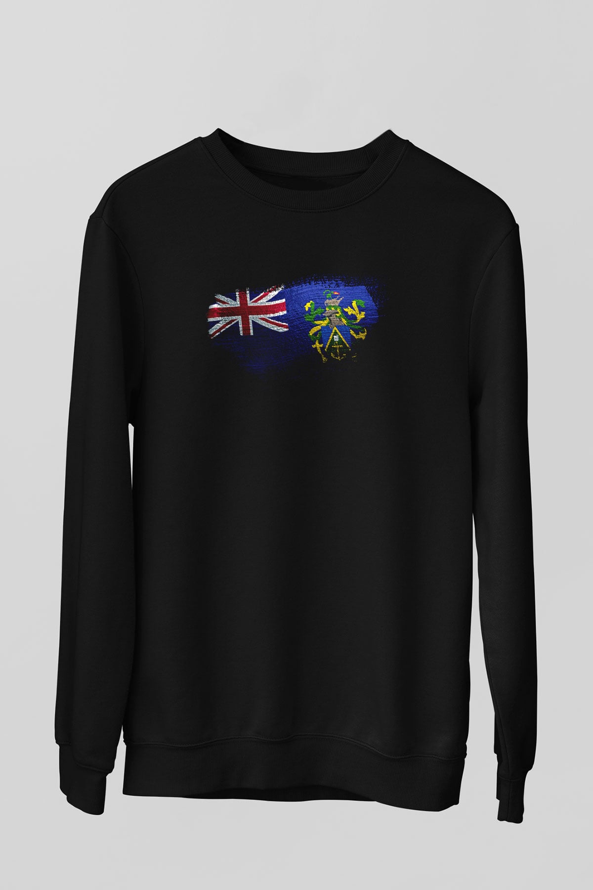Pitcairn Adaları - Pitcairn İslands Bayrağı Baskılı Unisex Siyah Sweatshirt