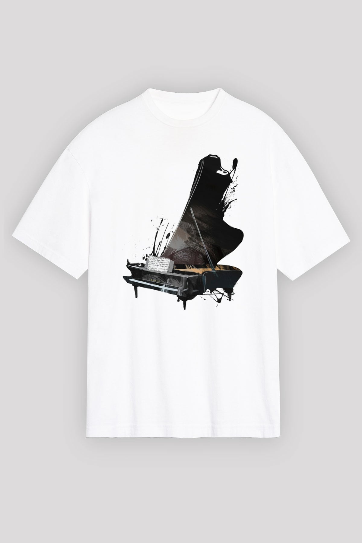 Piyanist Beyaz Unisex Oversize Tişört T-Shirt