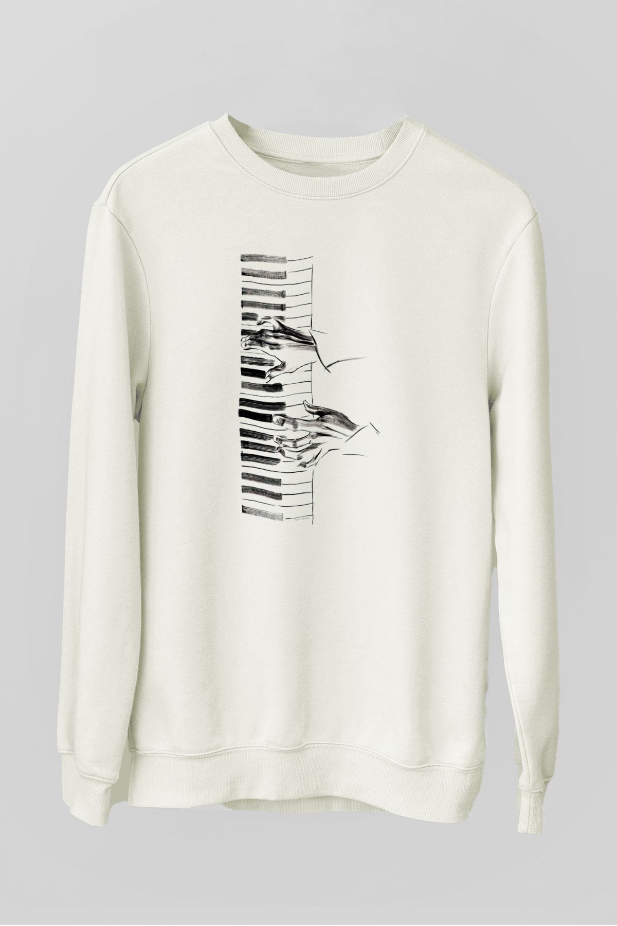 Piyanist Beyaz Unisex Sweatshirt