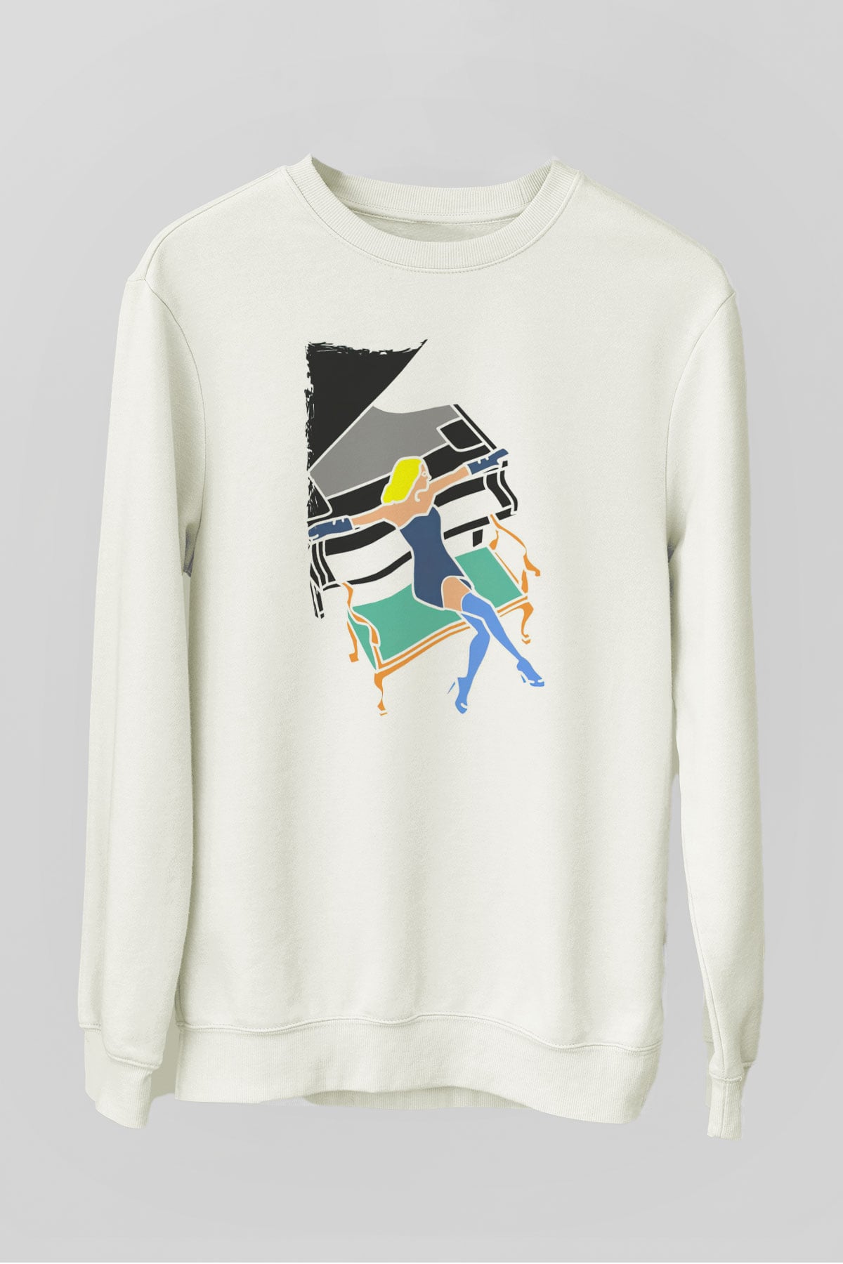 Piyanist Beyaz Unisex Sweatshirt