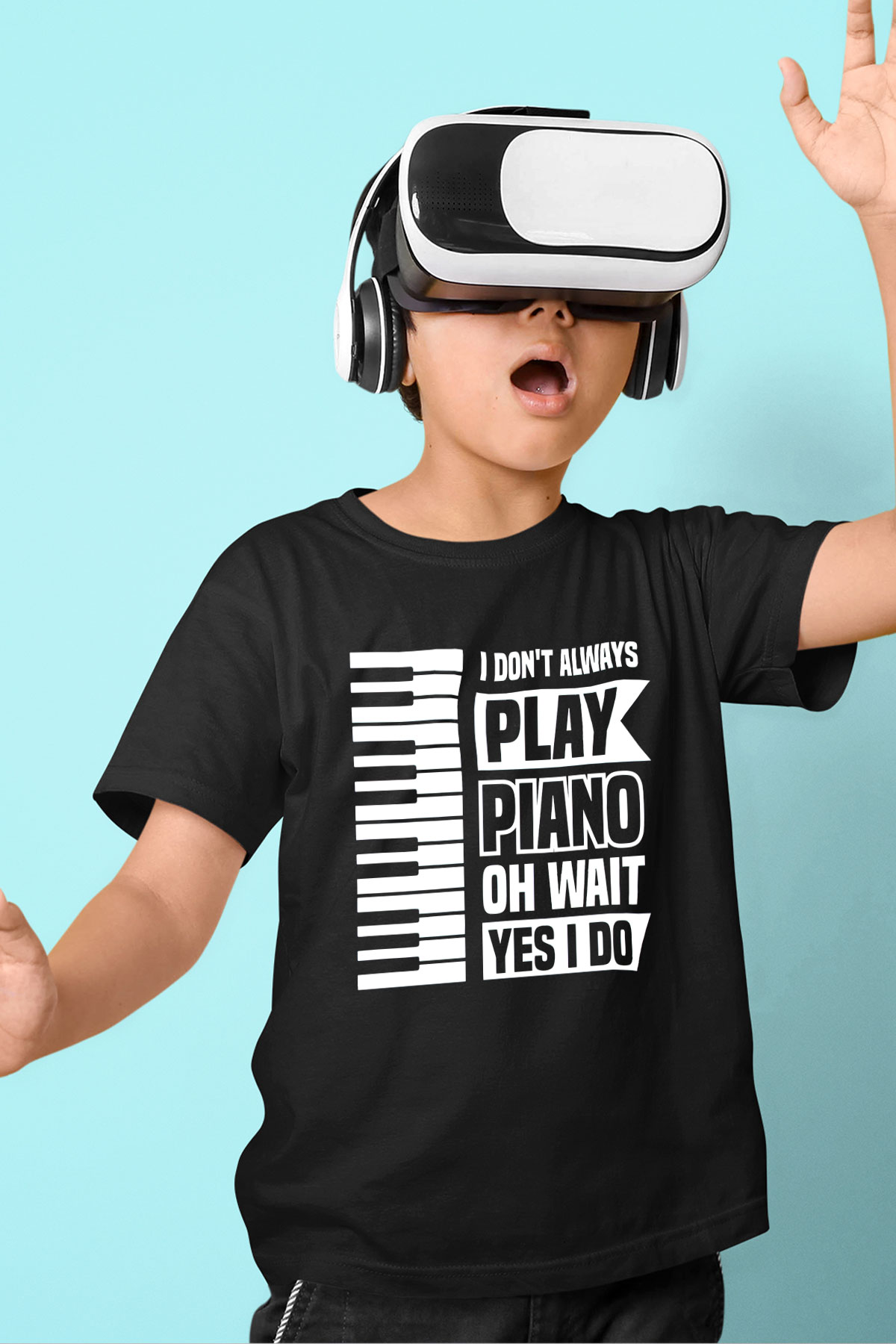 Piyanist Siyah Unisex Çocuk Tişört
