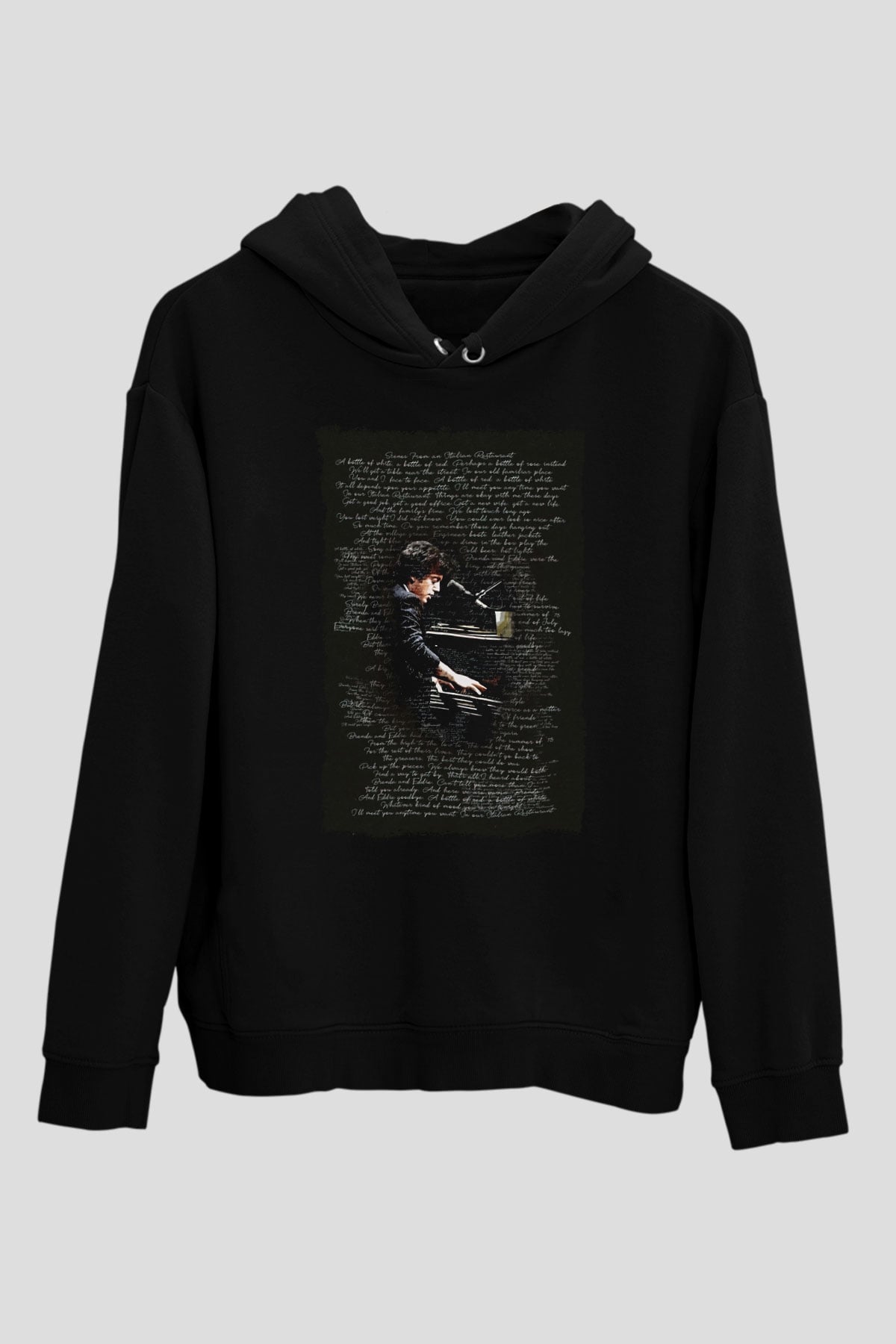 Piyanist Siyah Unisex Kapüşonlu Sweatshirt