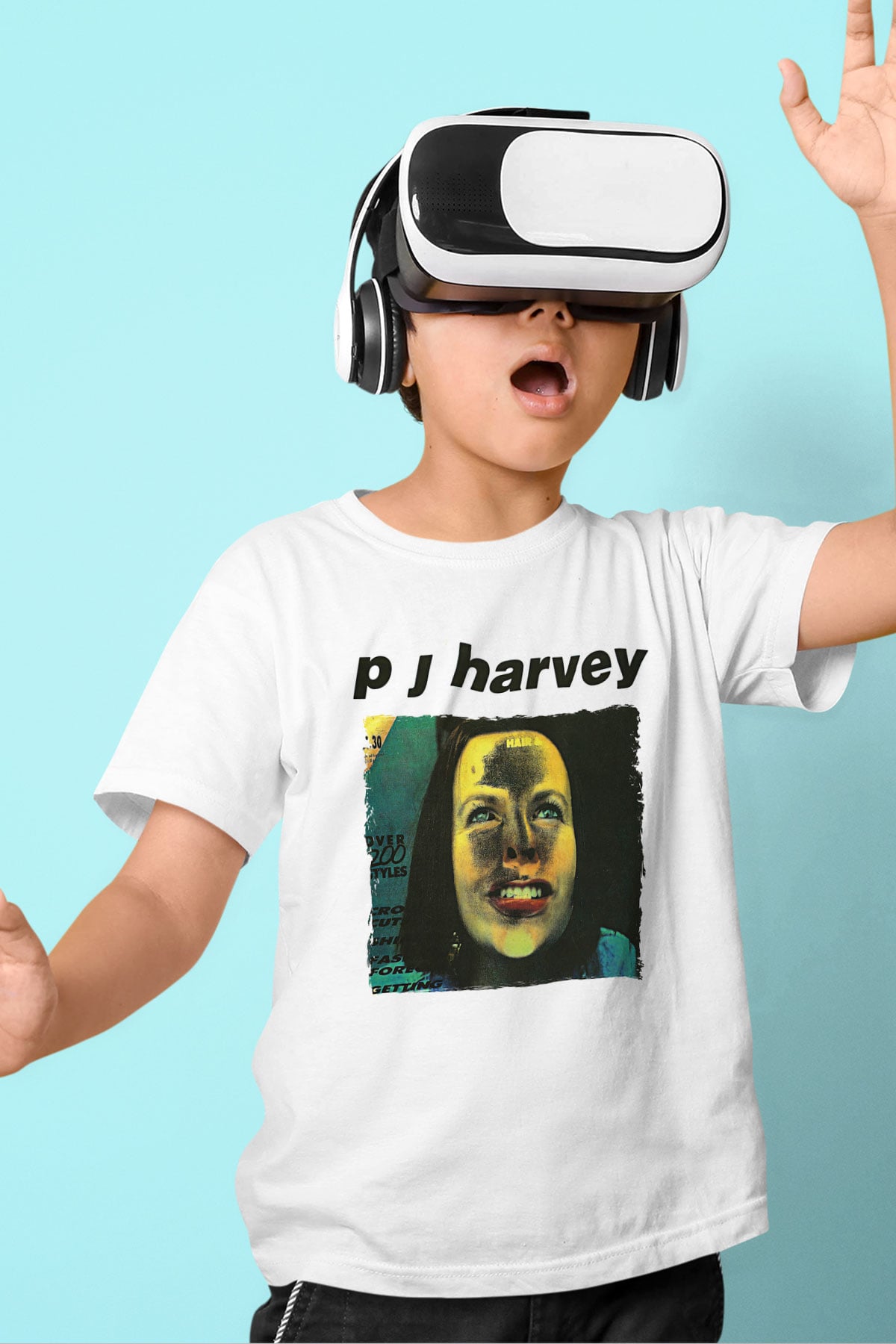 Pj Harvey Baskılı Beyaz Unisex Beyaz Çocuk Tişört - Tshirt