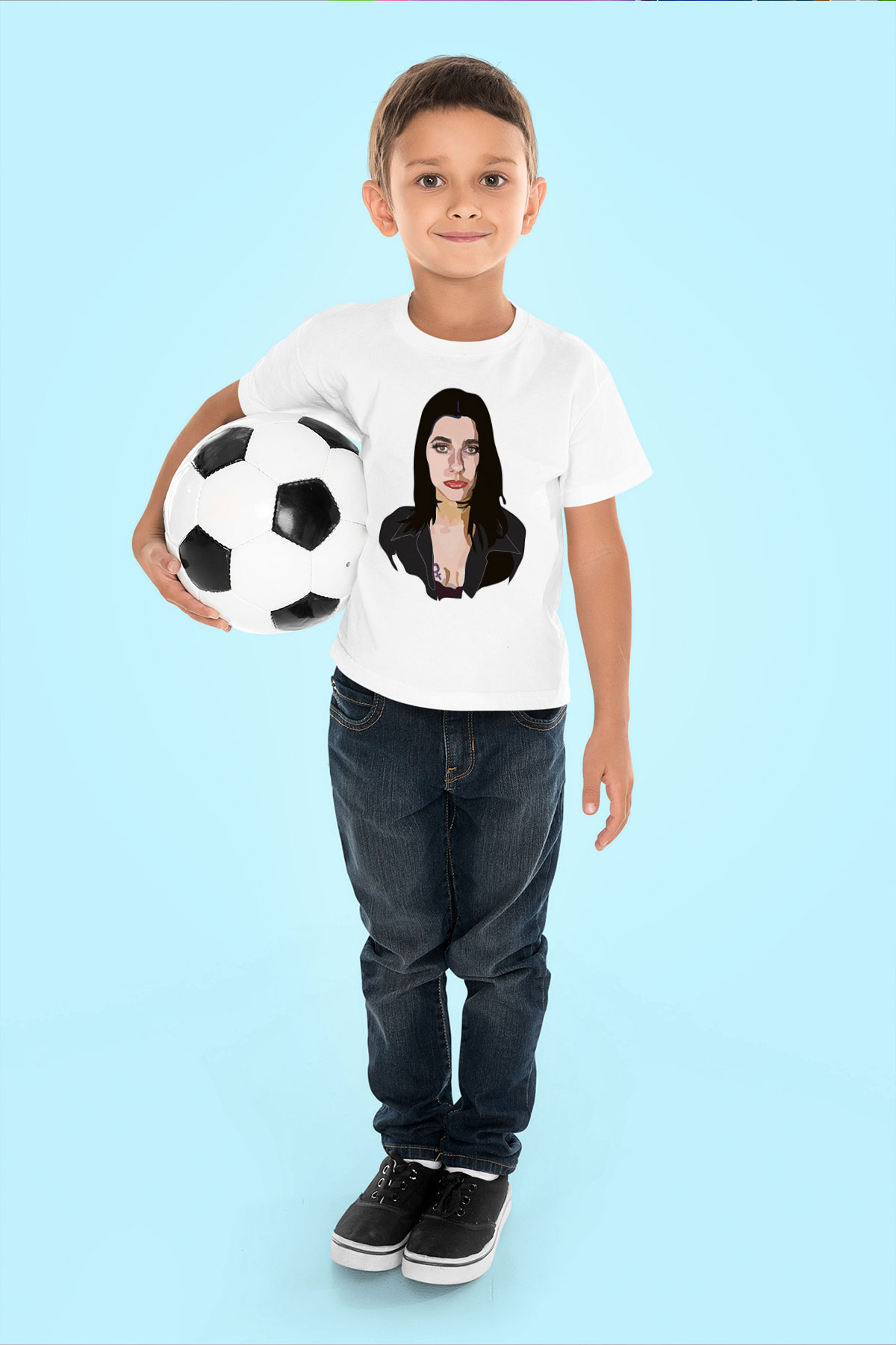 Pj Harvey Baskılı Beyaz Unisex Beyaz Çocuk Tişört - Tshirt