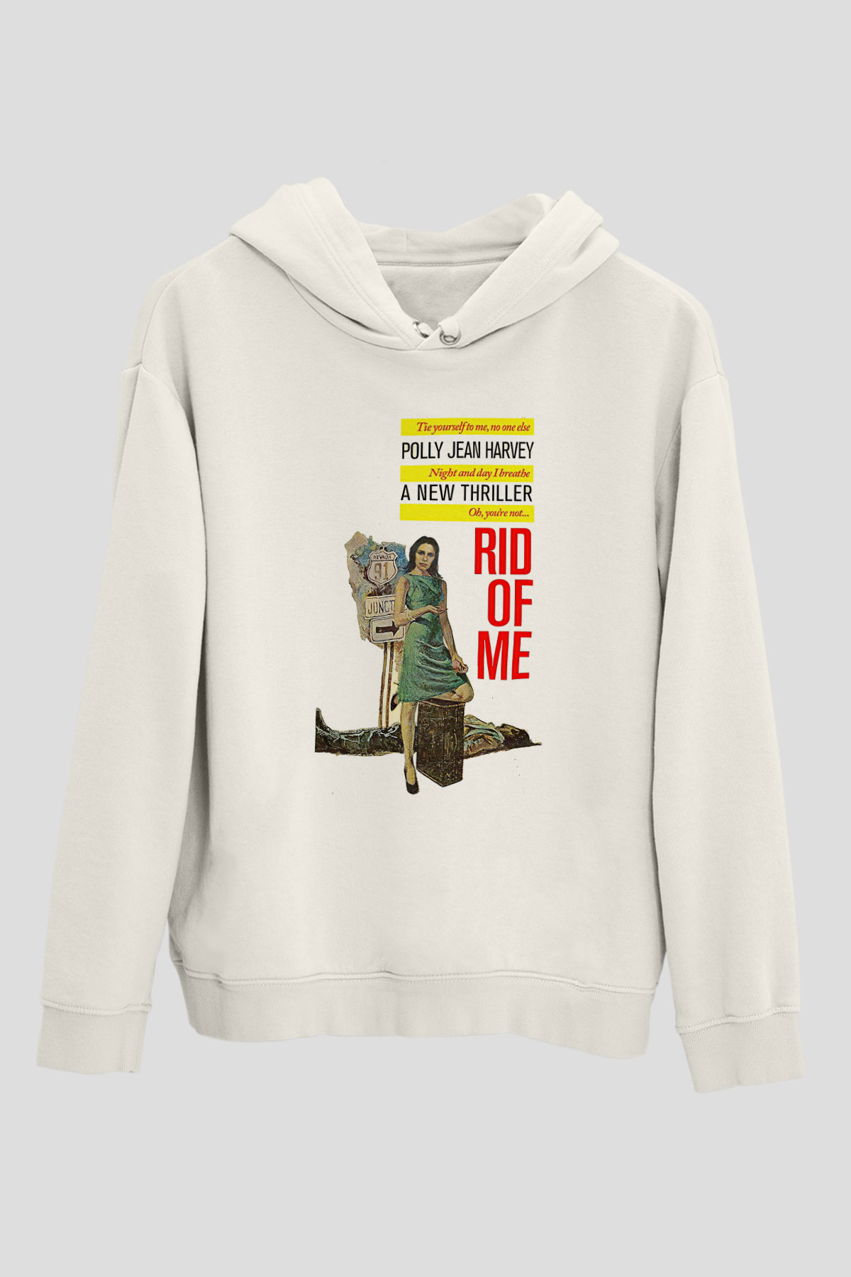 Pj Harvey Baskılı Beyaz Unisex Kapüşonlu Sweatshirt