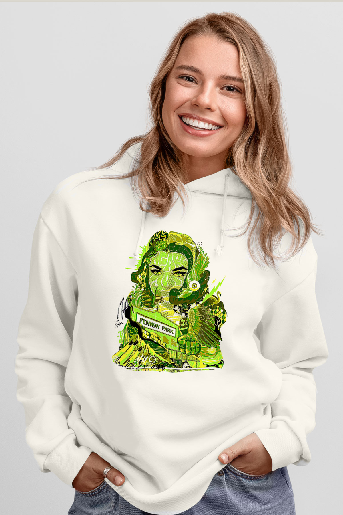 Pj Harvey Baskılı Beyaz Unisex Kapüşonlu Sweatshirt
