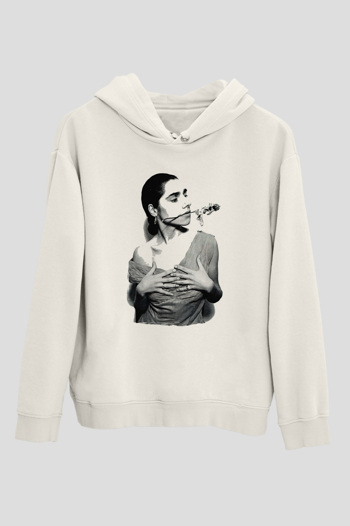 Pj Harvey Baskılı Beyaz Unisex Kapüşonlu Sweatshirt