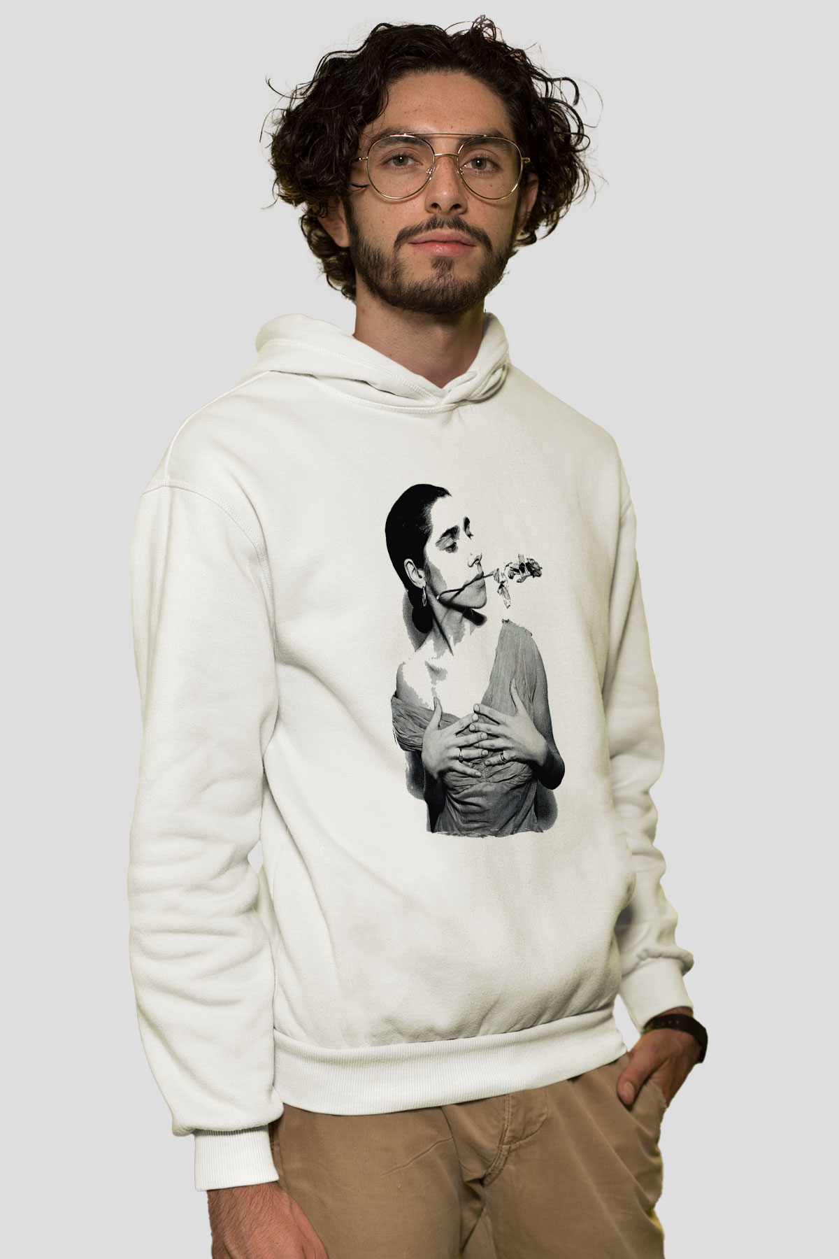 Pj Harvey Baskılı Beyaz Unisex Kapüşonlu Sweatshirt